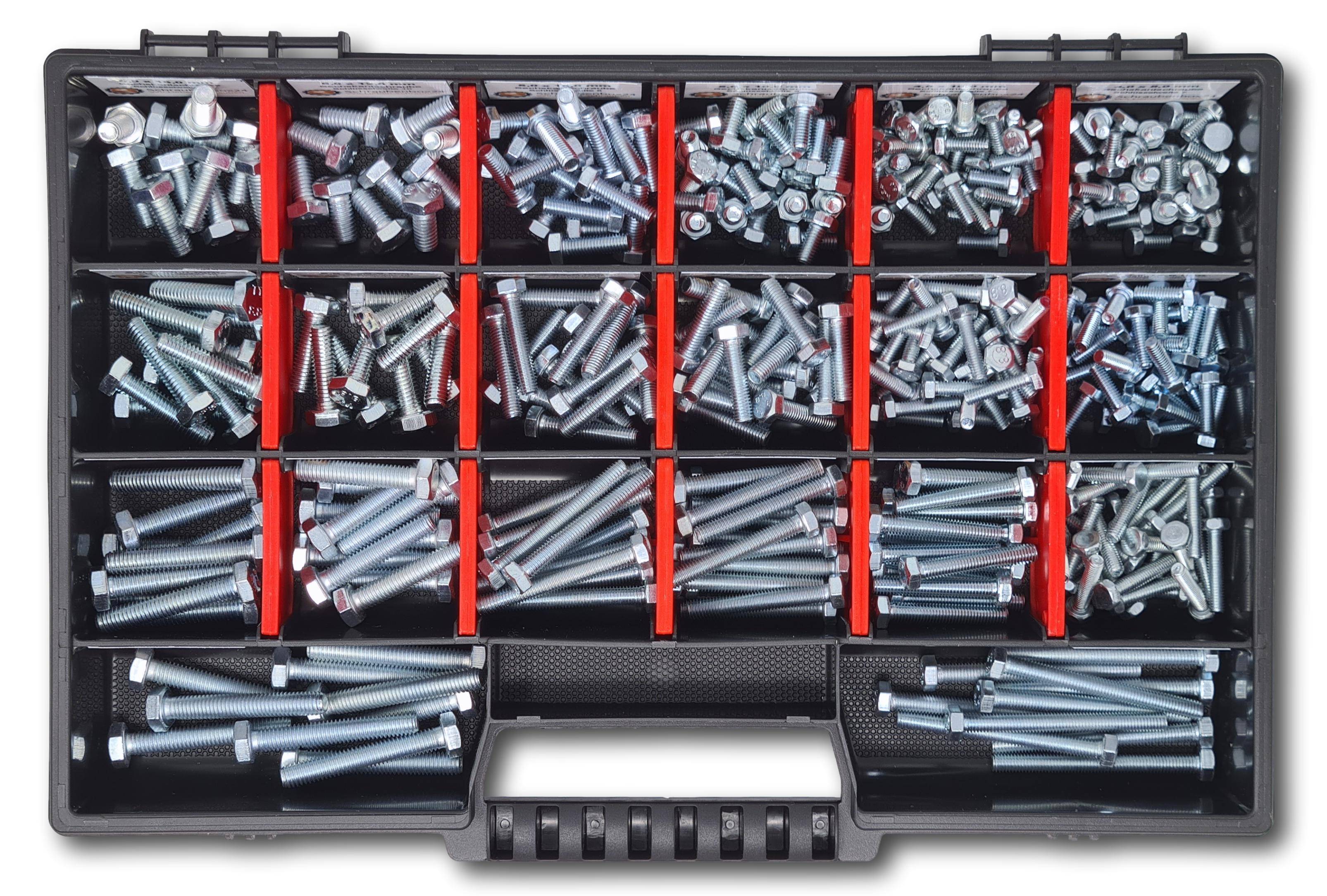Sechskantschrauben Sortiment M4-M5-M6 // 8mm-50mm 350 tlg. Schraubenbox