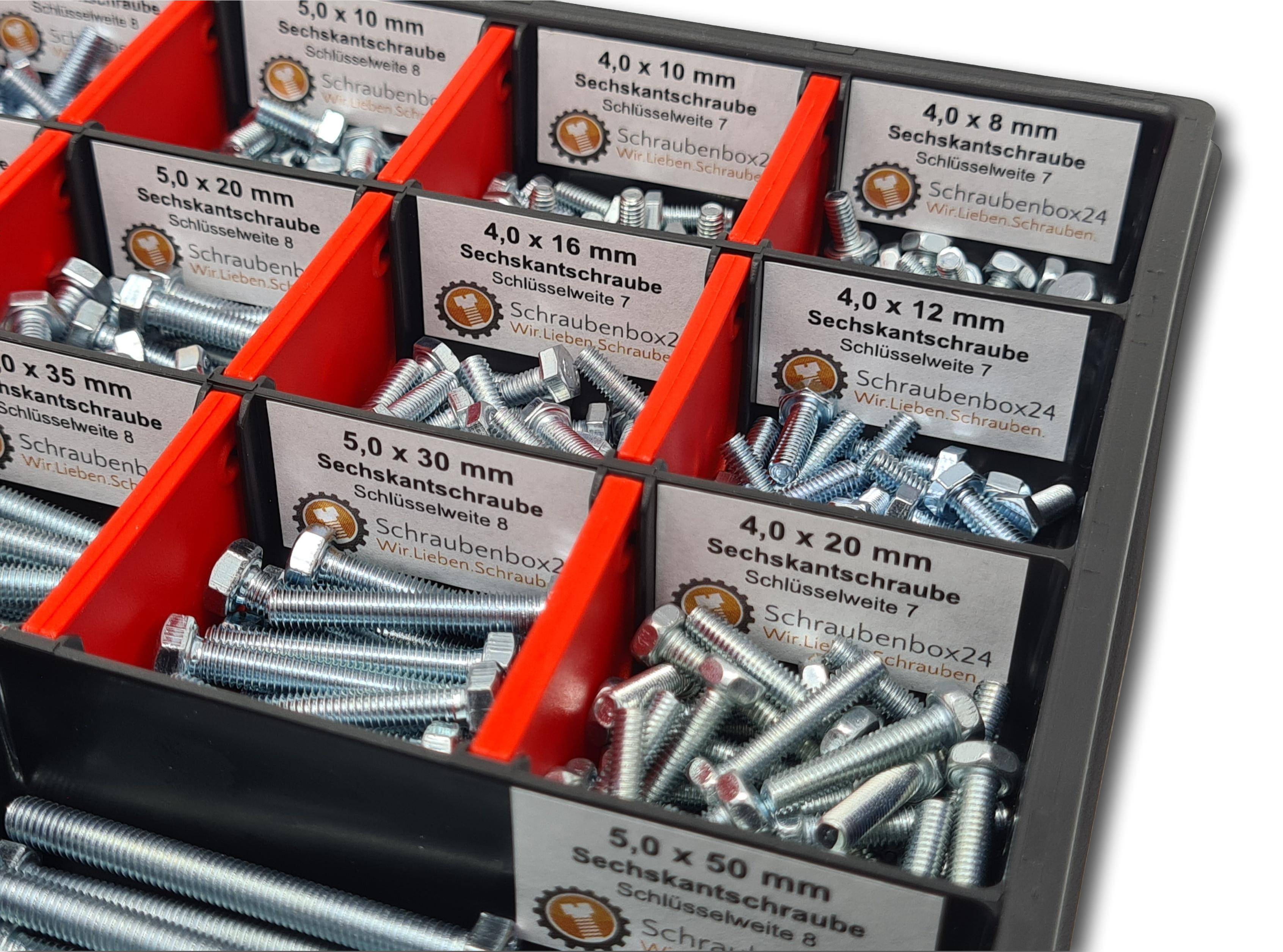 Sechskantschrauben Sortiment M4-M5-M6 // 8mm-50mm 350 tlg. Schraubenbox