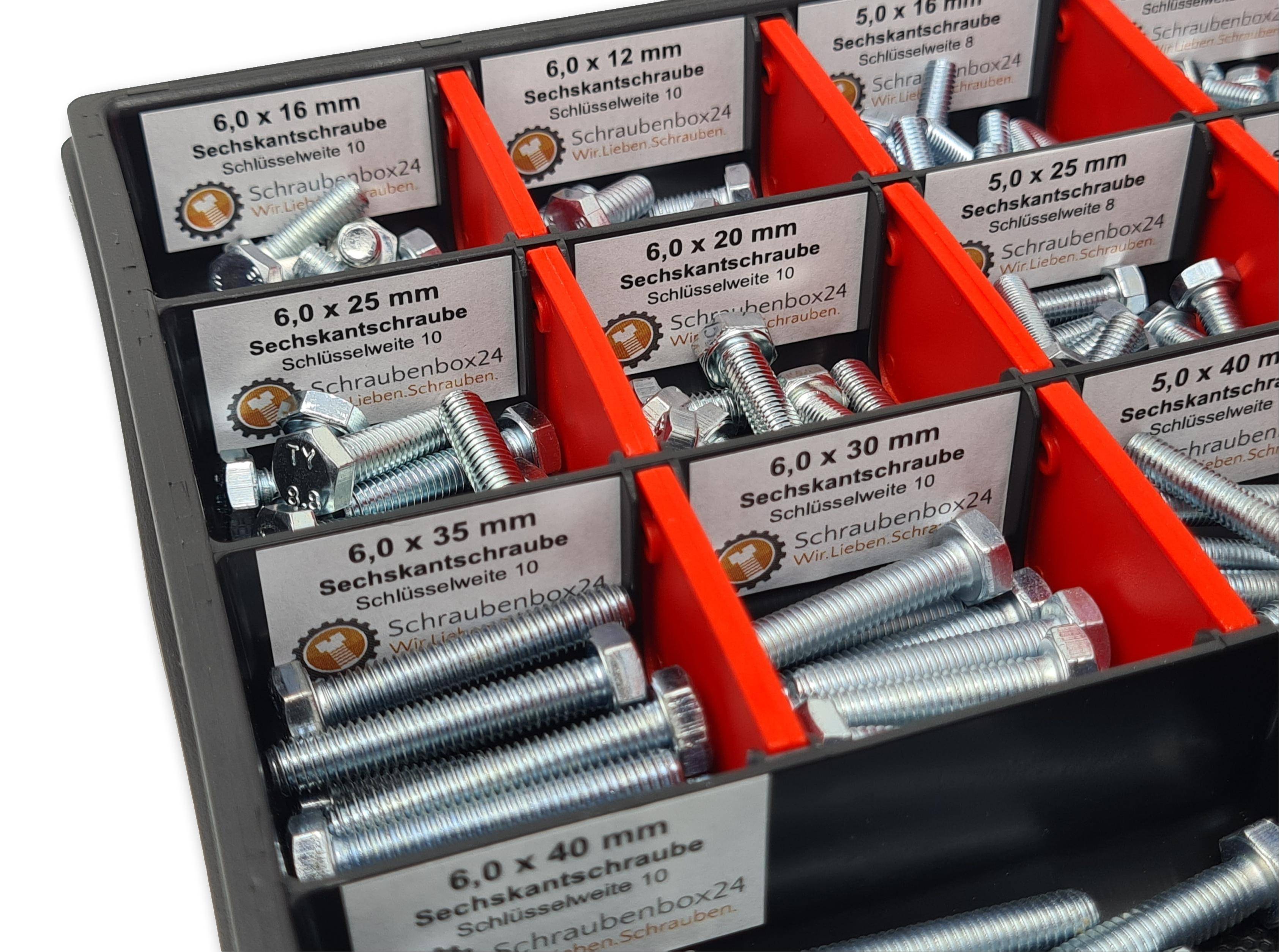 Sechskantschrauben Sortiment M4-M5-M6 // 8mm-50mm 350 tlg. Schraubenbox