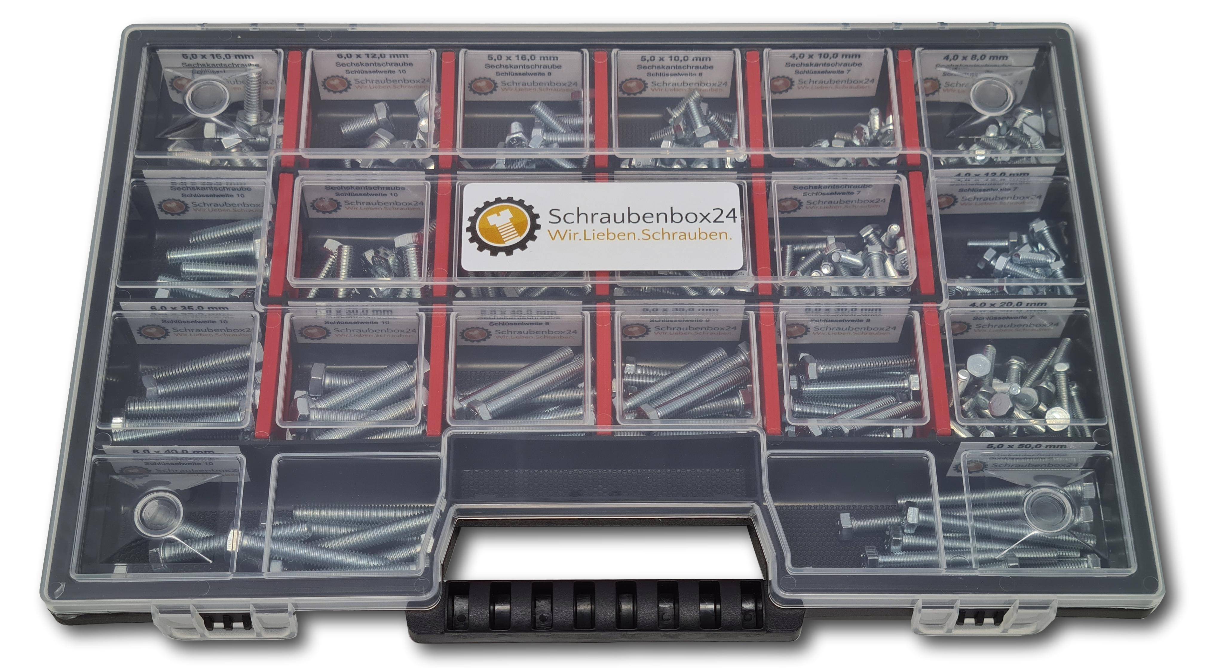 Sechskantschrauben Sortiment M4-M5-M6 // 8mm-50mm 350 tlg. Schraubenbox