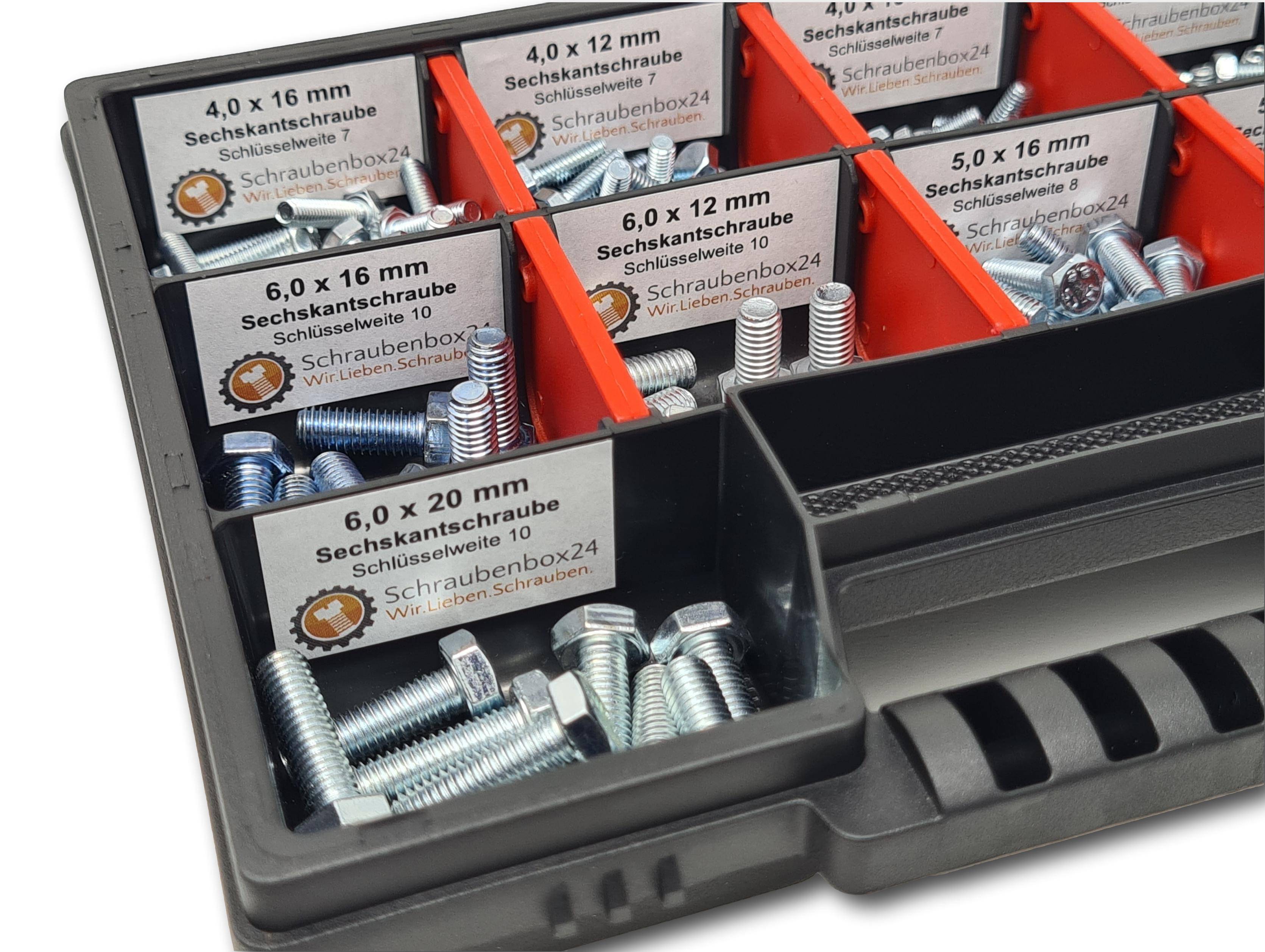 Sechskantschrauben Sortiment M4-M5-M6 // 8mm-20mm 215 tlg. Schraubenbox