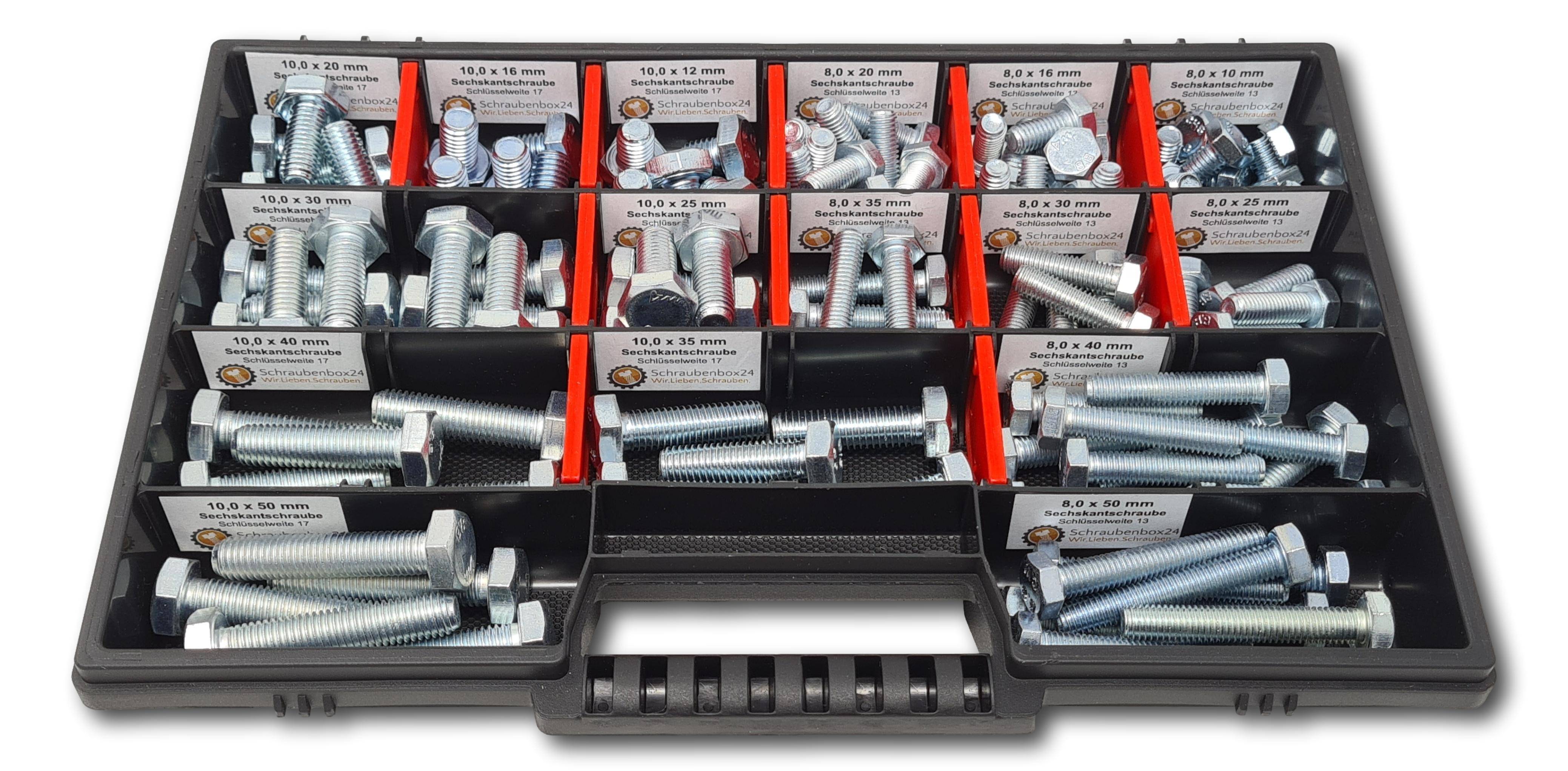 Sechskantschrauben Sortiment M8-M10 // 10mm-50mm 110 tlg. Schraubenbox