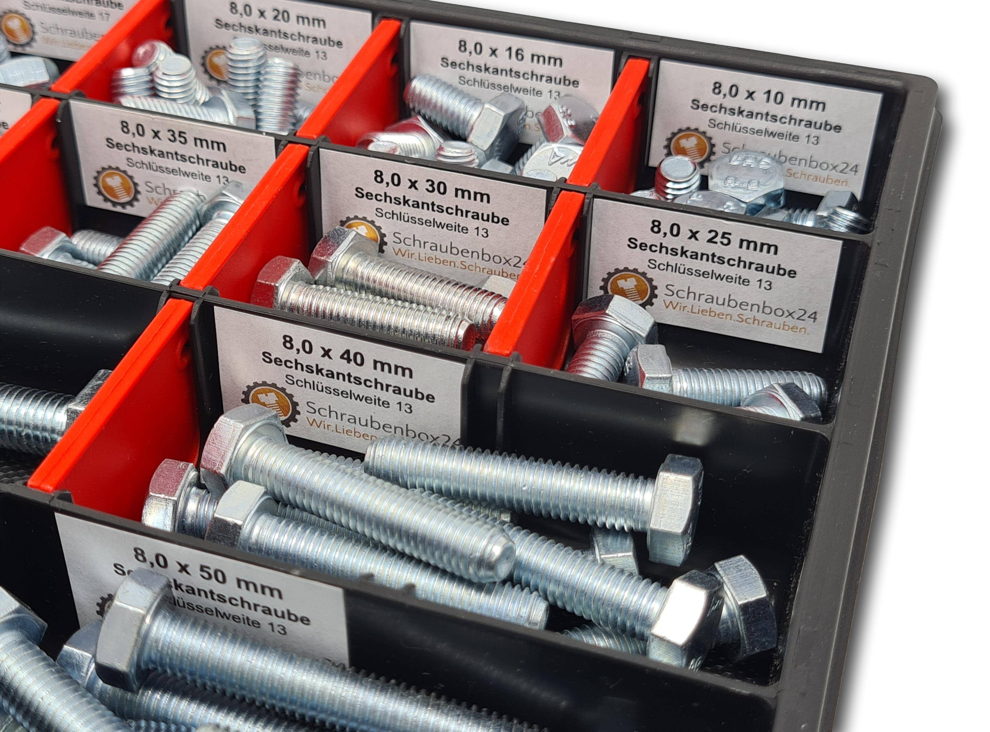 Sechskantschrauben Sortiment M8-M10 // 10mm-50mm 110 tlg. Schraubenbox