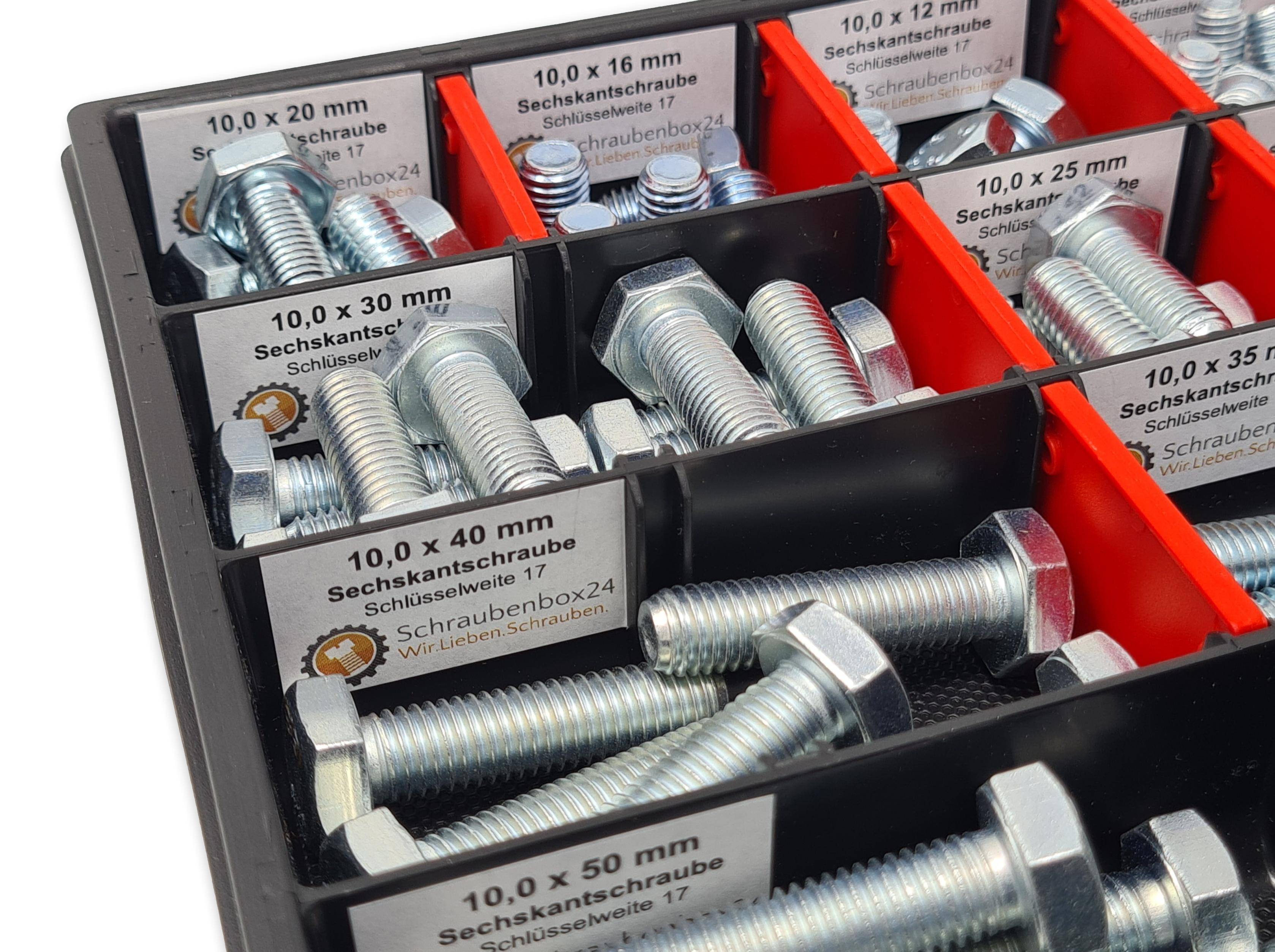 Sechskantschrauben Sortiment M8-M10 // 10mm-50mm 110 tlg. Schraubenbox