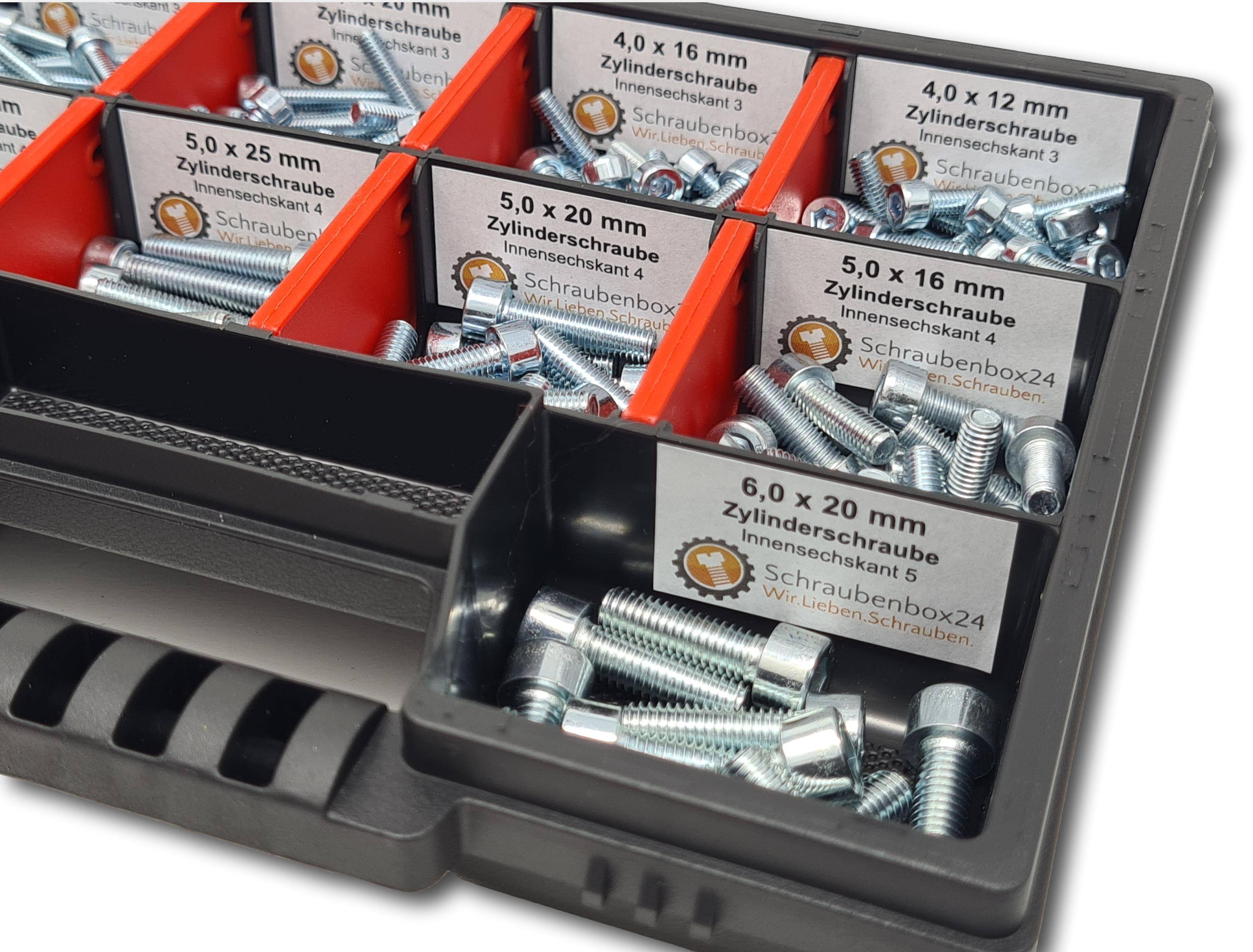 Zylinderkopfschrauben Sortiment M4-M6 // 12mm-30mm 210 tlg. Schraubenbox