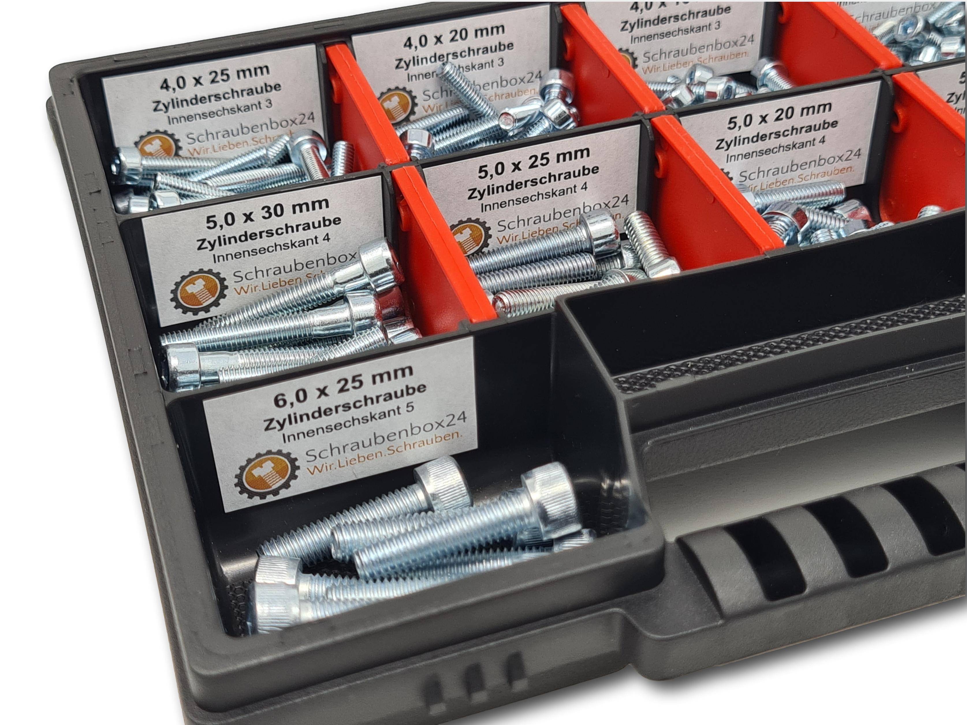 Zylinderkopfschrauben Sortiment M4-M6 // 12mm-30mm 210 tlg. Schraubenbox