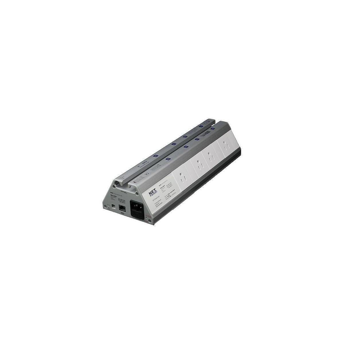 Rechteckiges silbernes elektronisches Stromversorgungsmodul mit Lüftungsöffnungen und Anschlüssen auf weißem Hintergrund, in schrägter Produktansicht dargestellt.