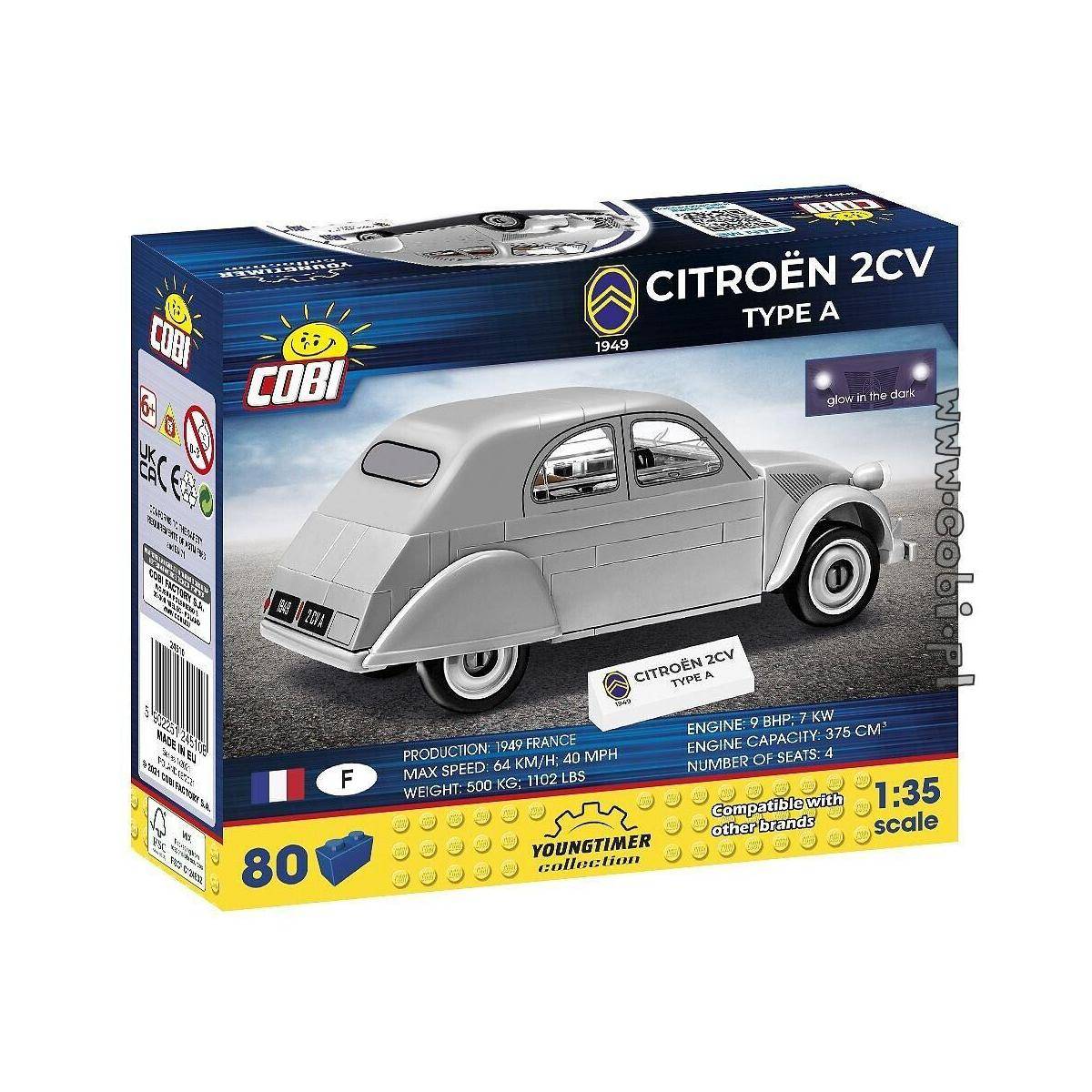 COBI-24510 - CITROEN 2CV TYPE A (1949), Modell, 80 Teile, ab 6 Jahren