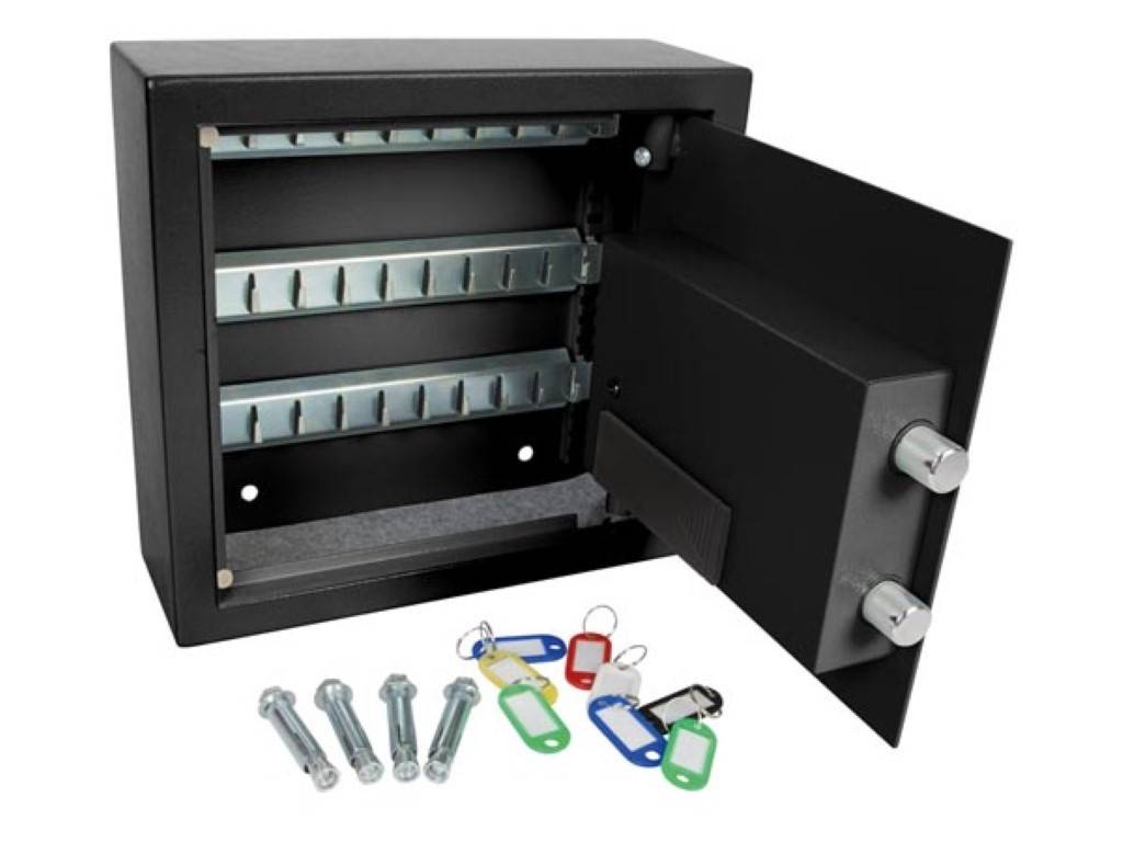 Perel Schlüsseltresor mit elektronischem Zahlenschloss, Safe 30 Haken, Schwarz