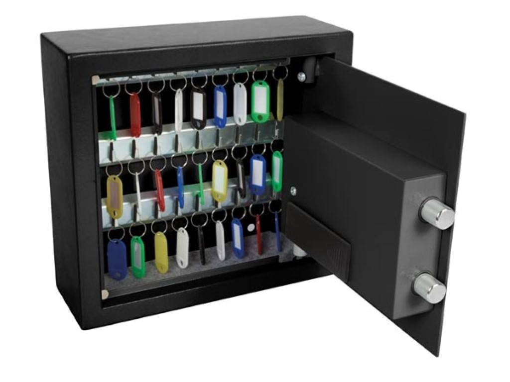 Perel Schlüsseltresor mit elektronischem Zahlenschloss, Safe 30 Haken, Schwarz