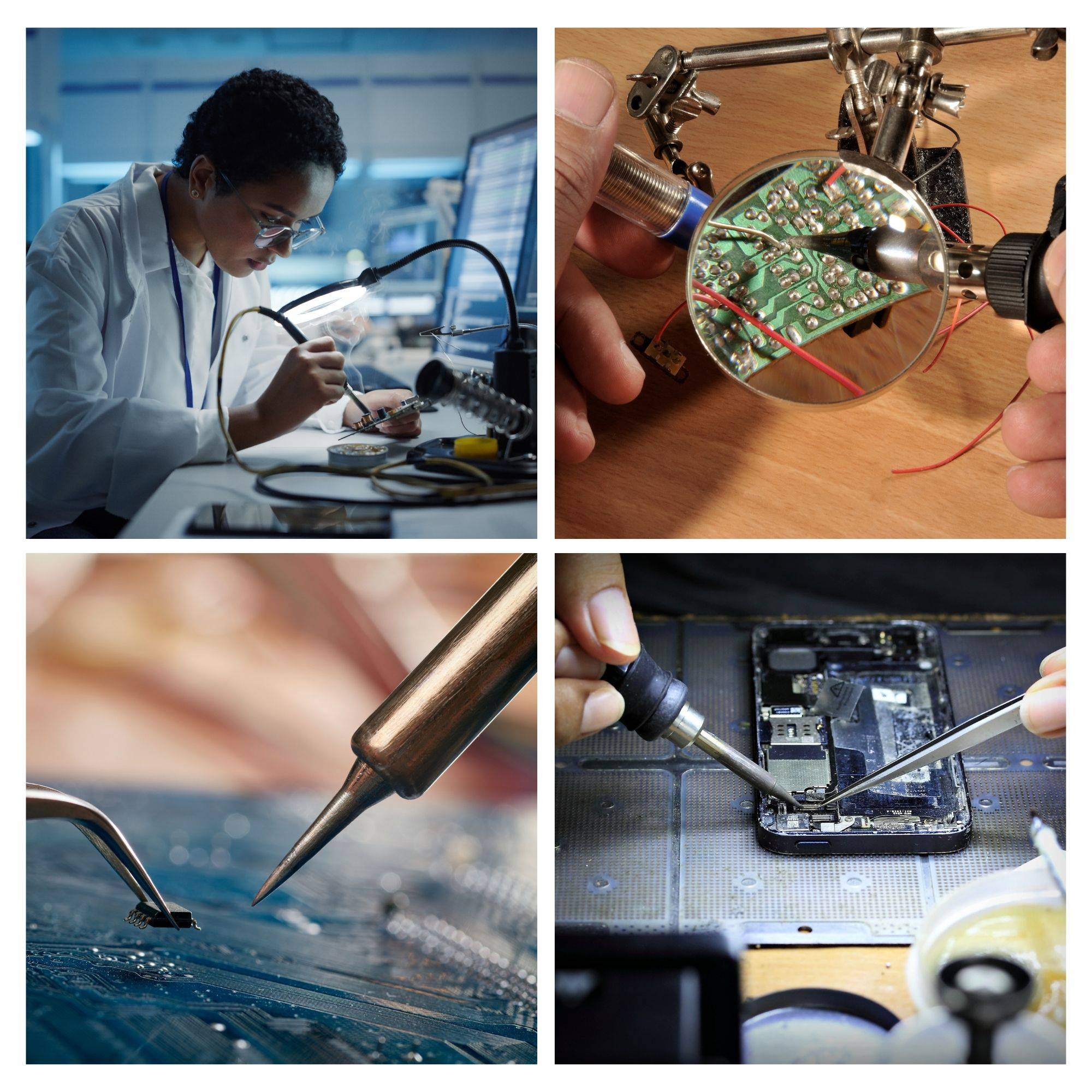 Lötstation, einstellbar, LED-Display, keramisches Heizelement, 48 W, Temperaturbereich 150-450 °C, Grau