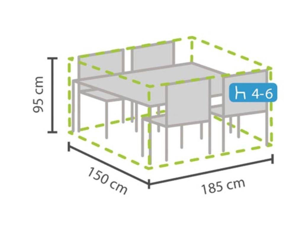 Perel Auenabdeckung fr rechteckige Gartengarnitur - 185x150x95cm