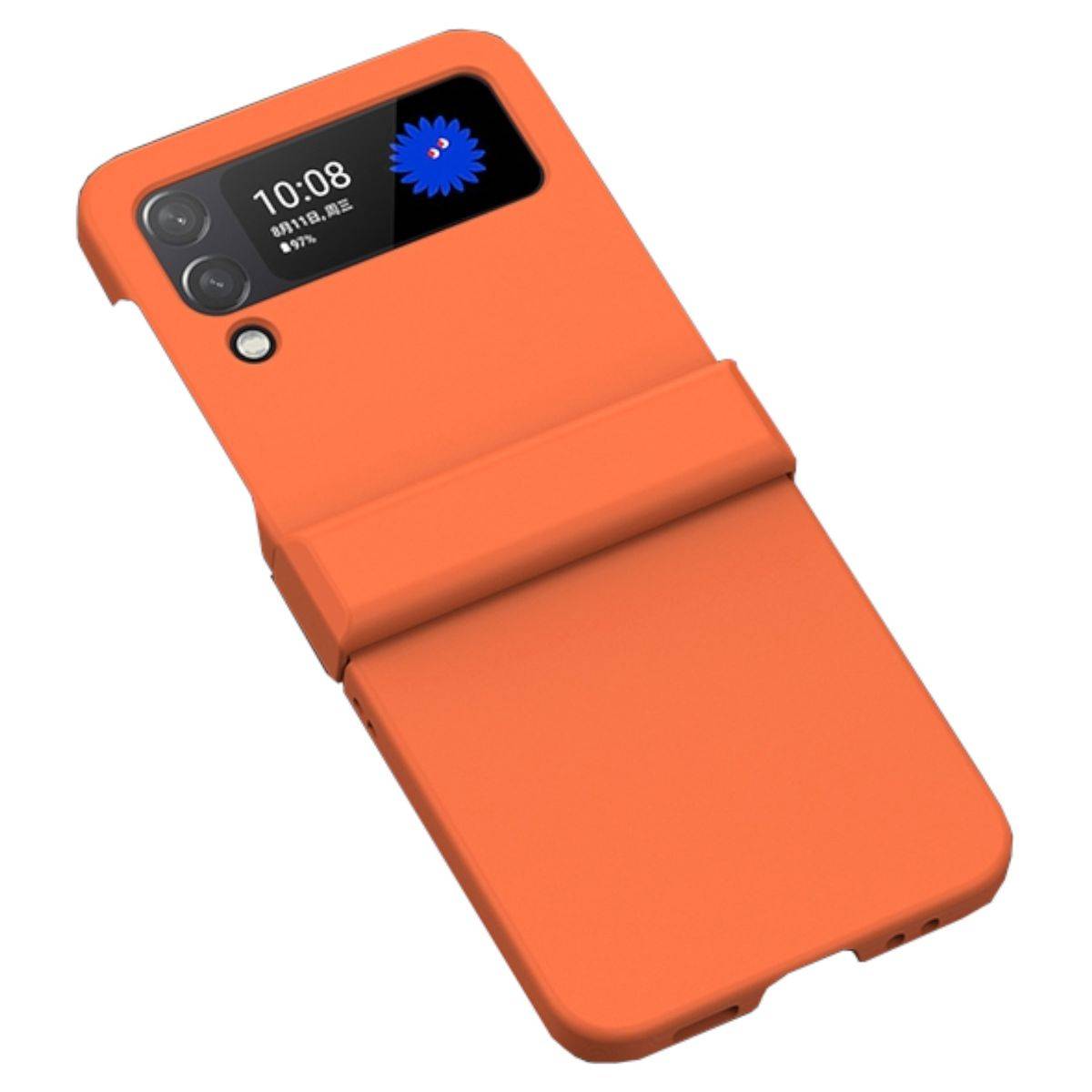 Für Samsung Galaxy Z Flip4 Silikon TPU Orange Cover Handy Tasche Etui