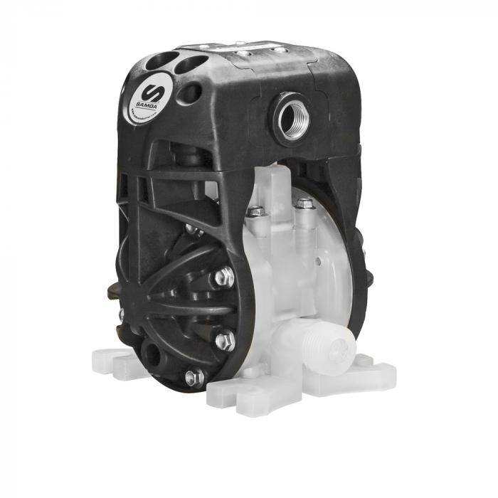 SAMOA Membranpumpe DC20 - Gehäuse leitf. Acetal - Membrane PTFE - Förderleistung 20 l/min - Saug- & Druckanschluss 1/4" BSP