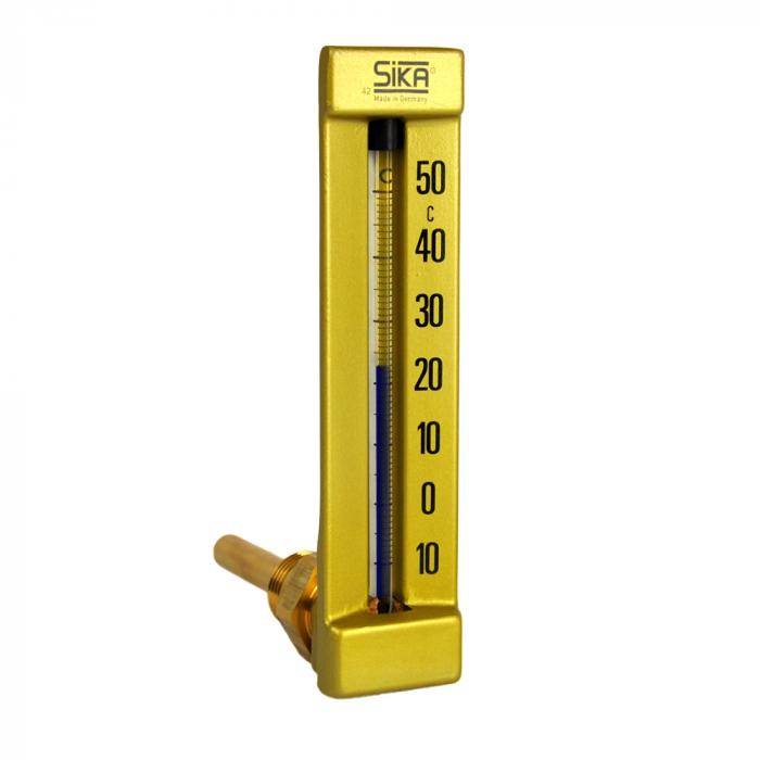 Maschinen-Thermometer WBZ - Messing - Anschlussgewinde 1/2" - Winkel 90° - Tauchrohrlänge 100 mm