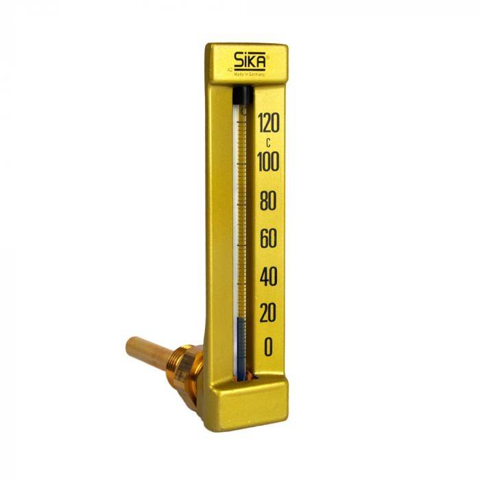 Maschinen-Thermometer WBZ - Messing - Anschlussgewinde 1/2" - Winkel 90° - Tauchrohrlänge 100 mm