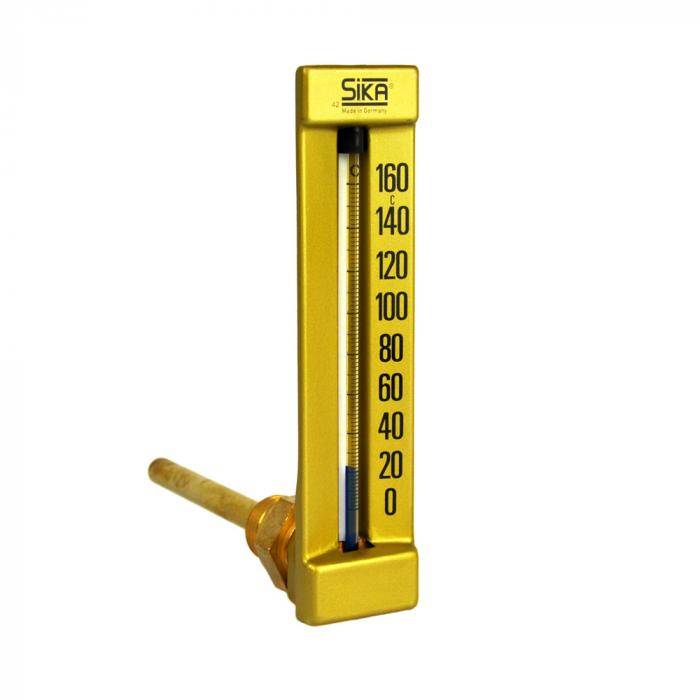 Maschinen-Thermometer WBZ - Messing - Anschlussgewinde 1/2" - Winkel 90° - Tauchrohrlänge 63 mm