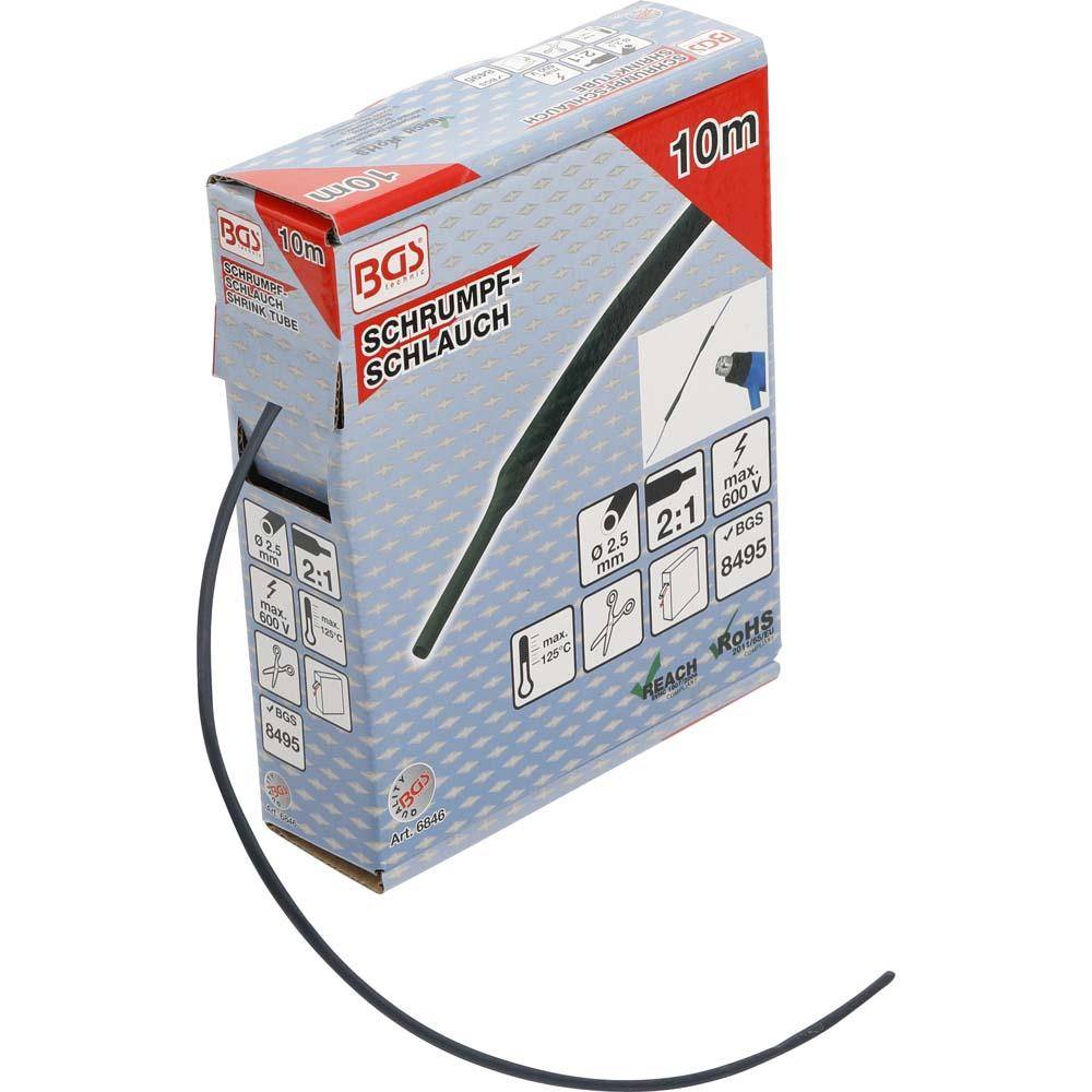 Schrumpfschlauch-Box - Durchmesser 2,5 mm - Schrumpfrate 2 zu 1 - Länge 10 m - schwarz