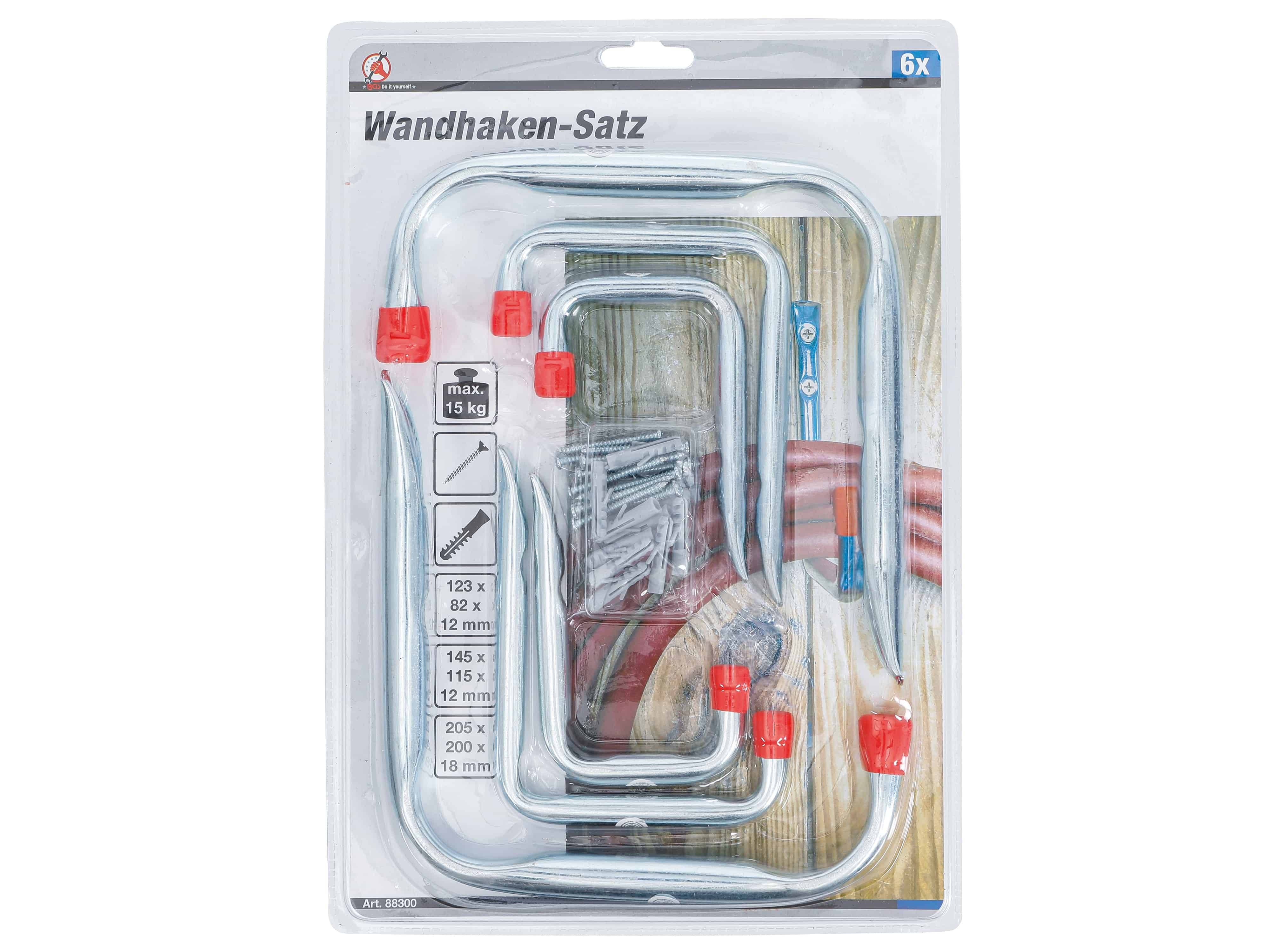 BGS TECHNIC Wandhaken-Sortiment, 6-teilig, 88300