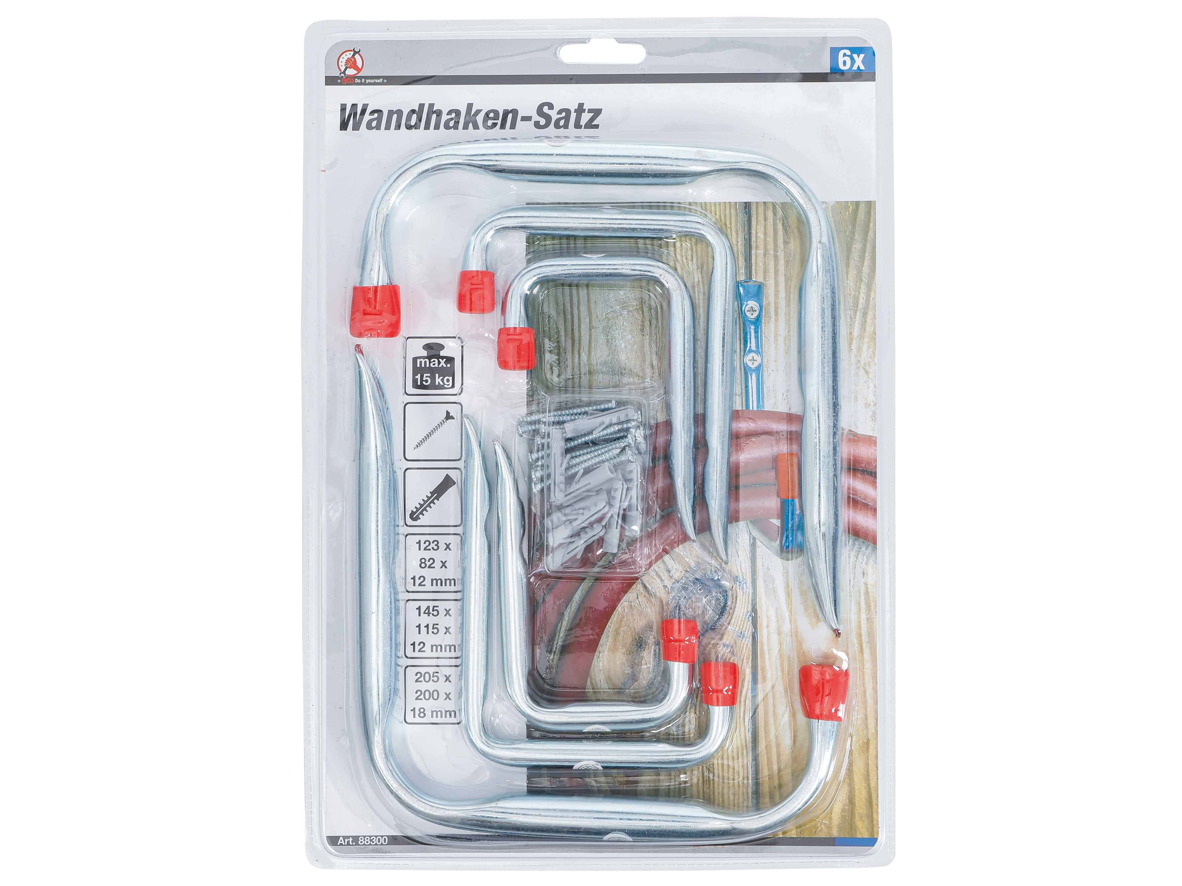 BGS TECHNIC Wandhaken-Sortiment, 6-teilig, 88300