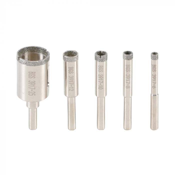 Diamant-Bohrkronen-Satz - Ø 6 bis 25 mm - 5-tlg. - Schaftaufnahme 6,3 mm (1/4")