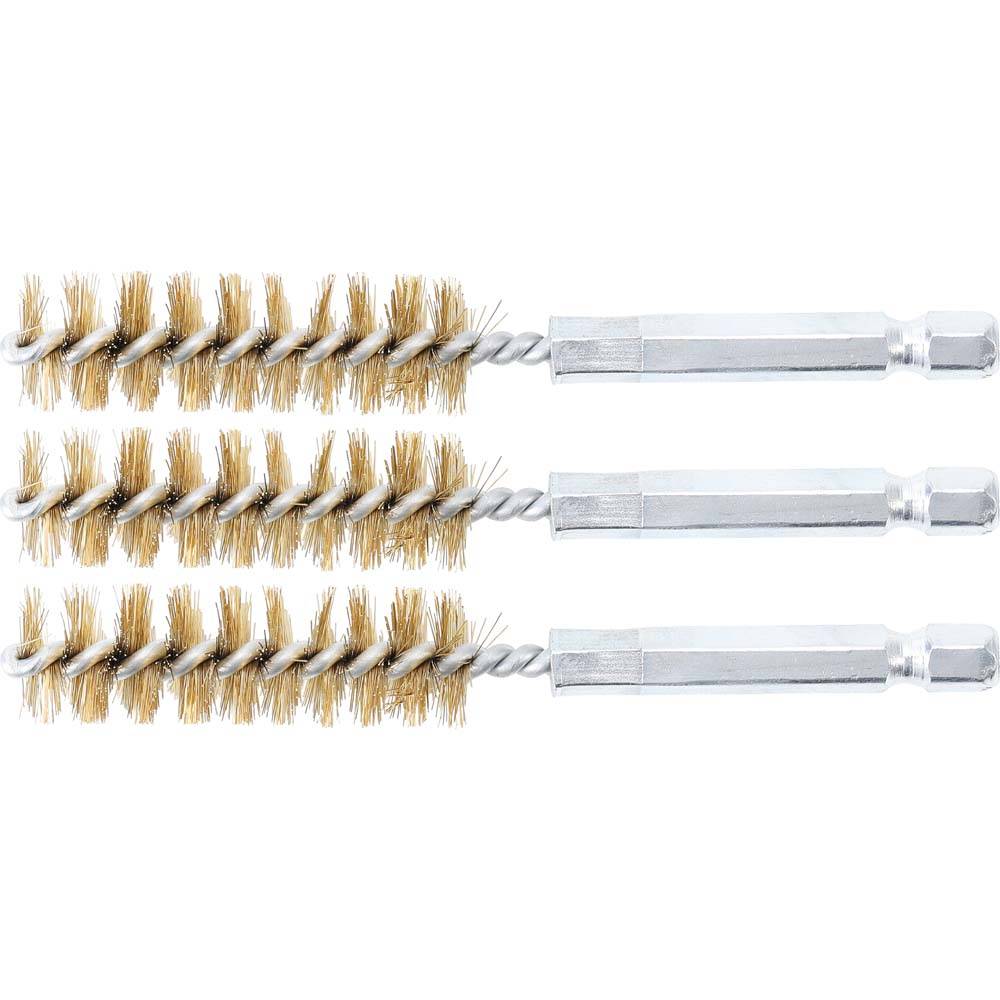 Messingbürste - Größe 14 mm - Antrieb Außensechskant 6,3 mm (1/4'') - Bürstensatz 3-teilig - Preis per VE
