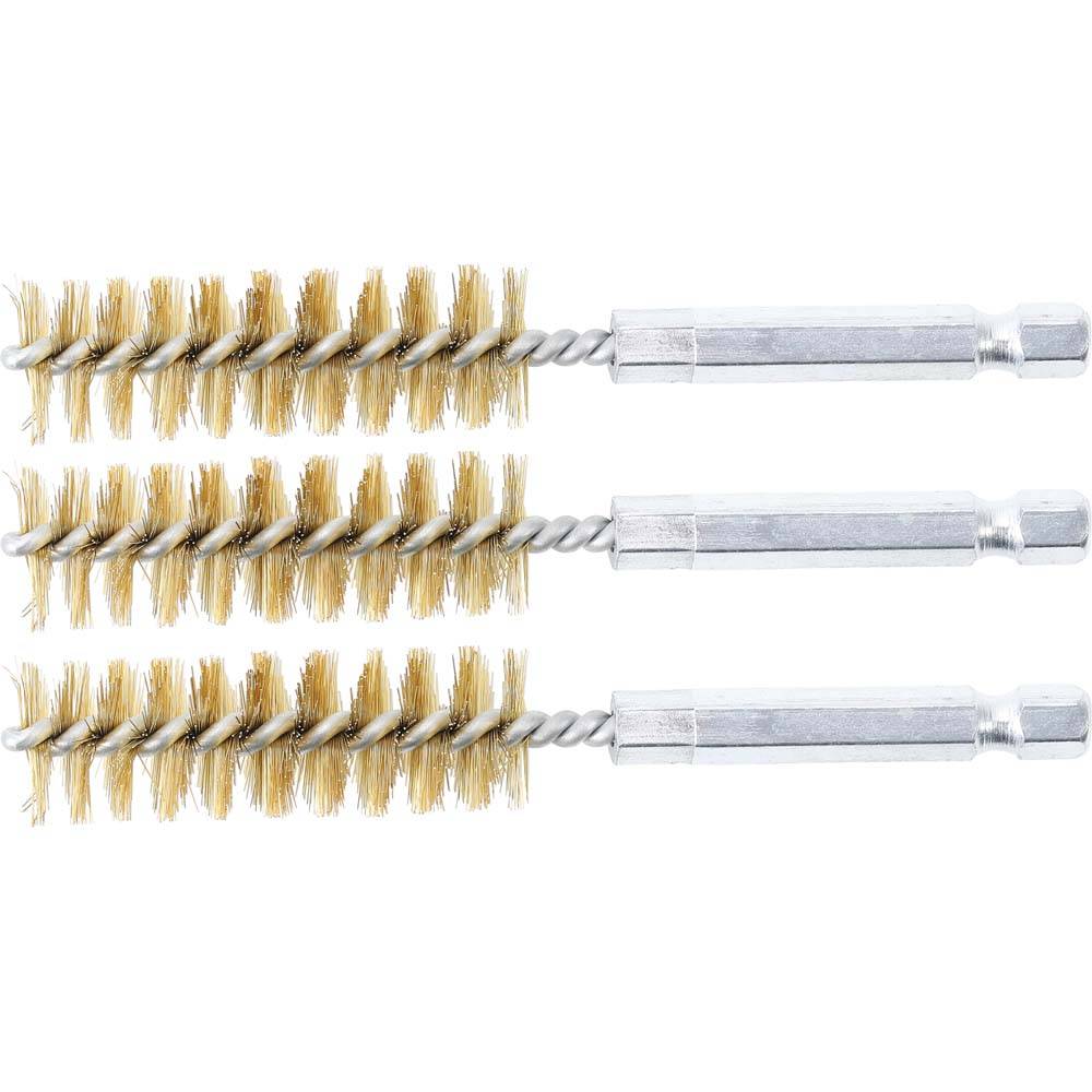 Messingbürste - Größe 15 mm - Antrieb Außensechskant 6,3 mm (1/4'') - Bürstensatz 3-teilig - Preis per VE