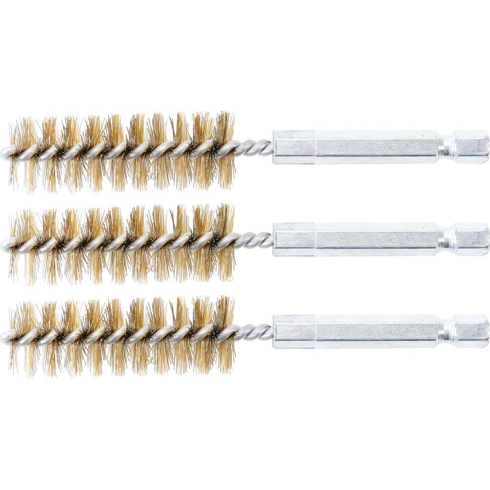 Messingbürste - Größe 16 mm - Antrieb Außensechskant 6,3 mm (1/4'') - Bürstensatz 3-teilig - Preis per VE