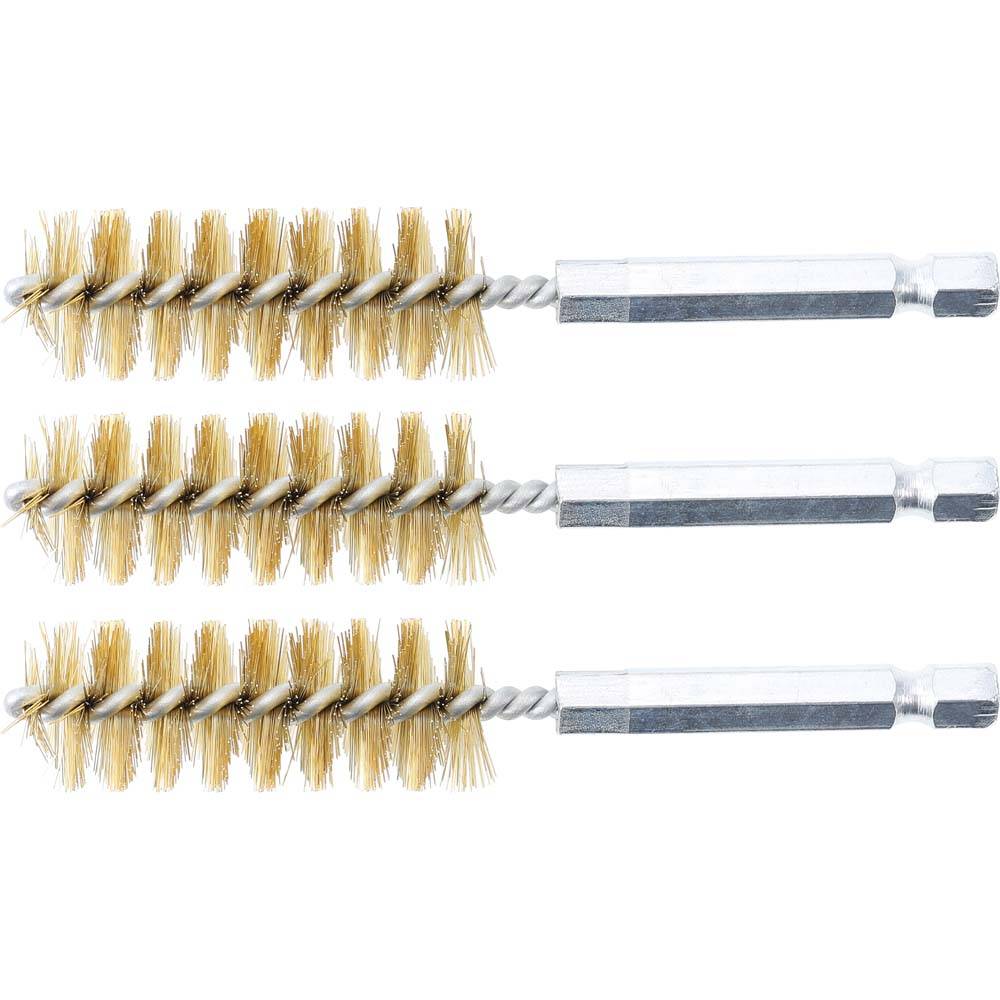 Messingbürste - Größe 17 mm - Antrieb Außensechskant 6,3 mm (1/4'') - Bürstensatz 3-teilig - Preis per VE