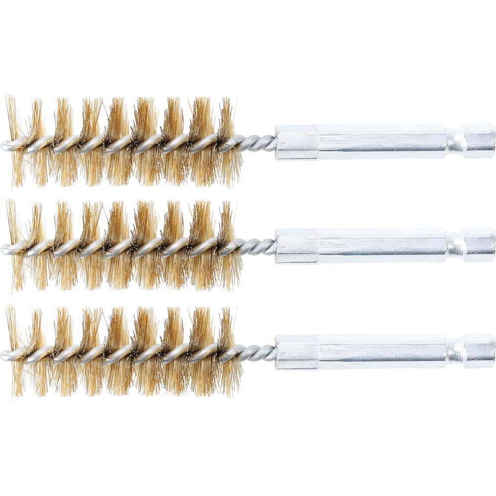 Messingbürste - Größe 18 mm - Antrieb Außensechskant 6,3 mm (1/4'') - Bürstensatz 3-teilig - Preis per VE