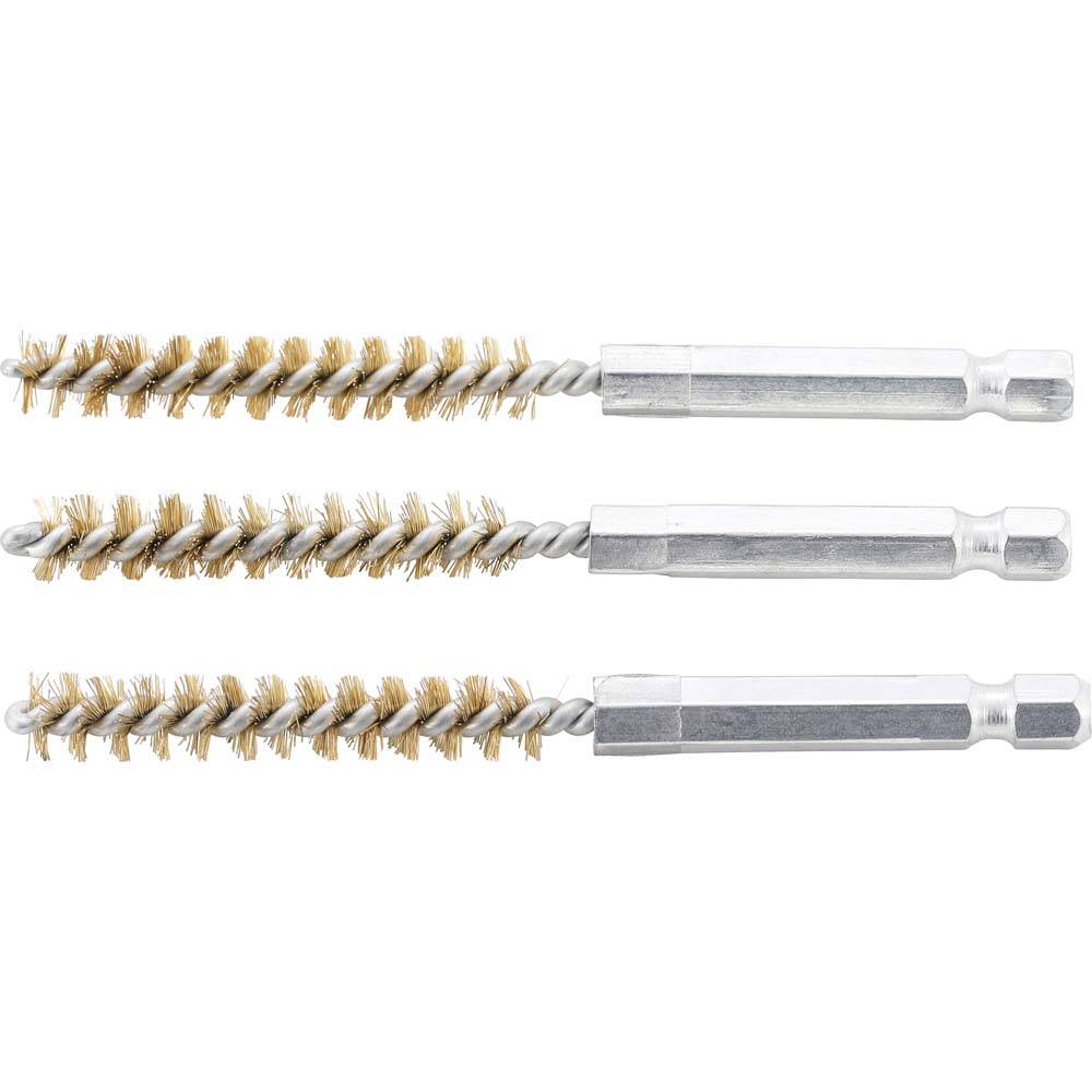 Messingbürste - Größe 8 mm - Antrieb Außensechskant 6,3 mm (1/4'') - Bürstensatz 3-teilig - Preis per VE