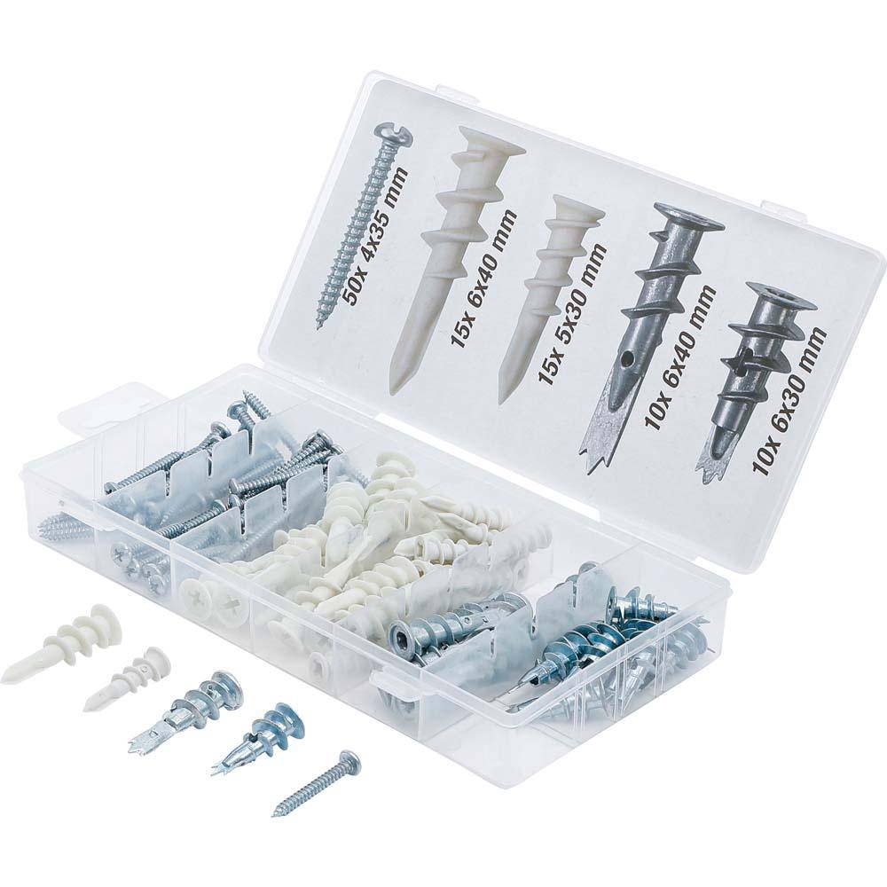 Gipskartondübel-Sortiment - beinhaltet 50 Dübel und 50 Schrauben