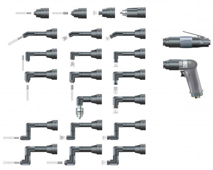 Ingersoll Rand Druckluft Präzisions-Bohrmaschine - gerade - 90° Winkelkopf - Serie P33 - ölfrei