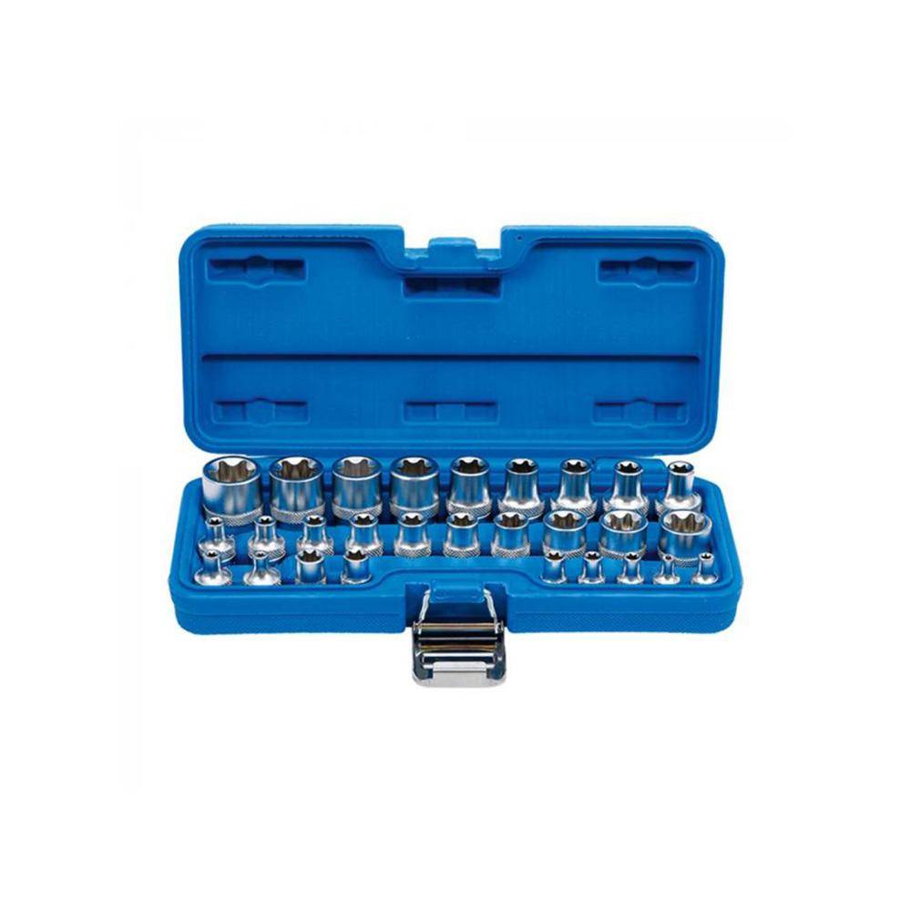 Steckschlüssel-Einsatz-Satz - Antrieb Innenvierkant - Abtrieb E-Profil - 28-tlg.