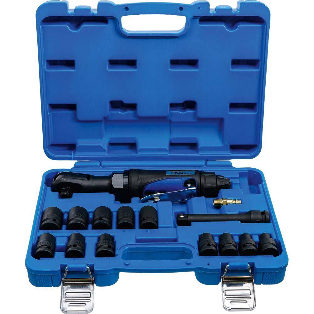 Druckluft-Ratschenschrauber-Satz - Antrieb Innenvierkant 12,5 mm - Abtrieb Sechskant (Pro Torque®) - 14-tlg.