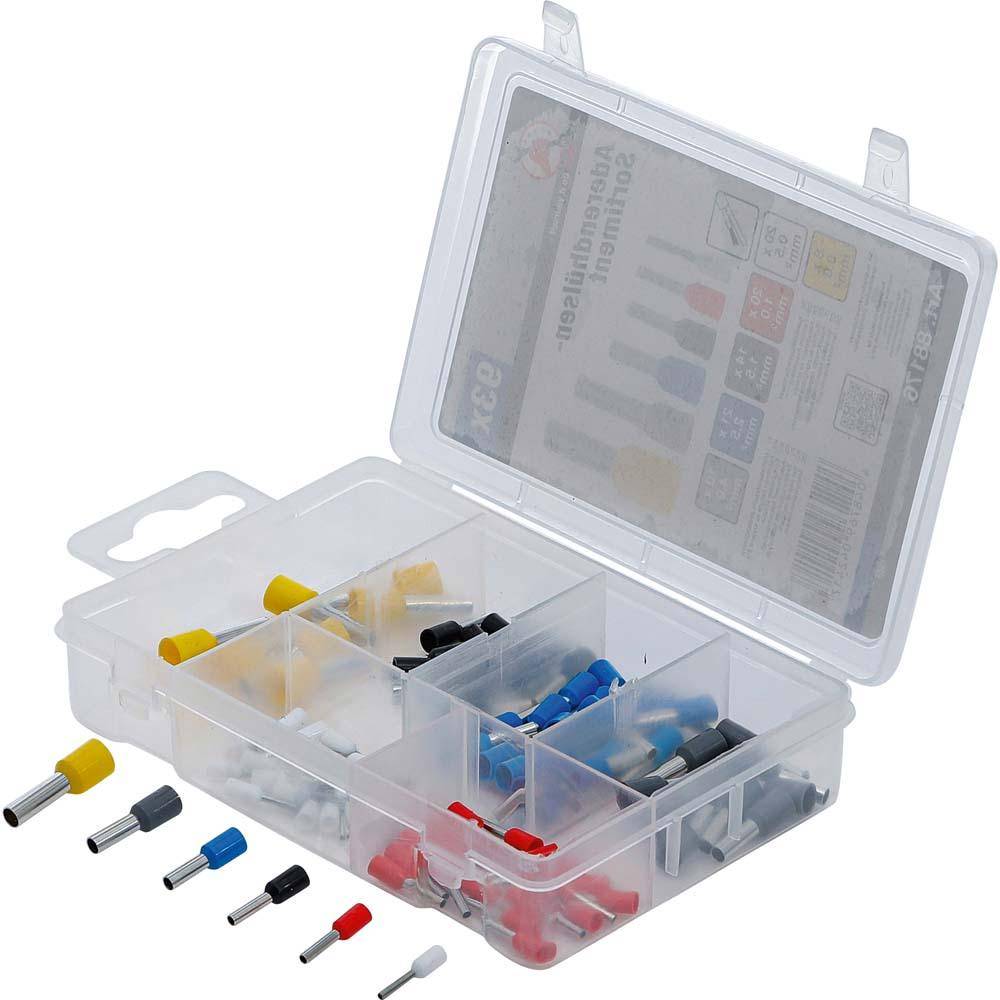 Aderendhülsen-Sortiment - isoliert - 6 verschiedene Größen - Inhalt 93-tlg.