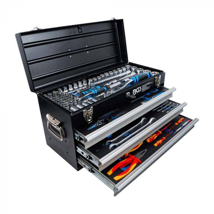 Elektriker-Metall-Werkzeugkoffer - 3 Schubladen - mit 147 Werkzeugen - Maße (B x H x T) 535 x 290 x 240 mm