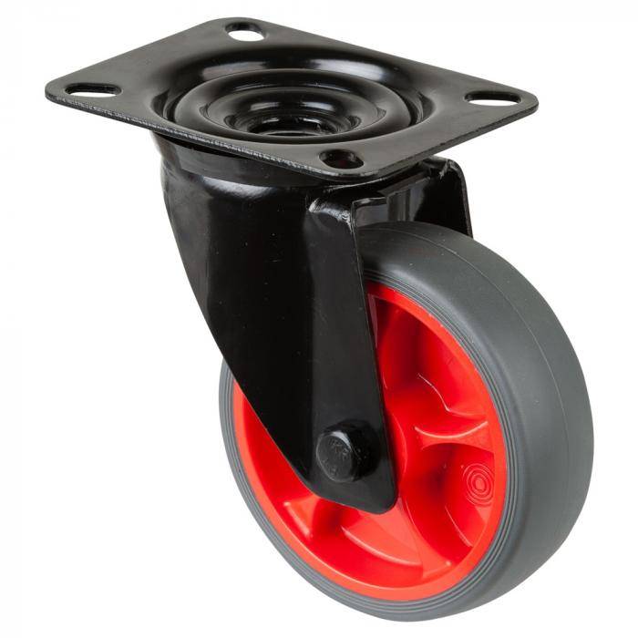 Transportrolle-Lenkrolle mit Gabel aus Stahlblech - Rad-Ø 100 mm - Bauhöhe 128 mm - Tragkraft 110 kg