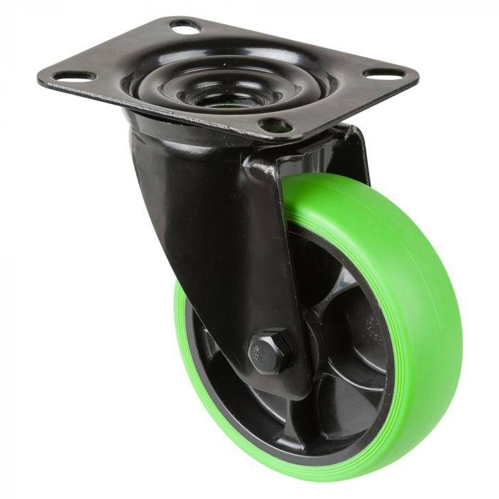 Transportrolle-Lenkrolle mit Gabel aus Stahlblech - Rad-Ø 100 mm - Bauhöhe 128 mm - Tragkraft 110 kg