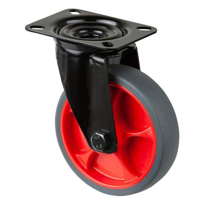 Transportrolle-Lenkrolle mit Gabel aus Stahlblech - Rad-Ø 125 mm - Bauhöhe 155 mm - Tragkraft 120 kg