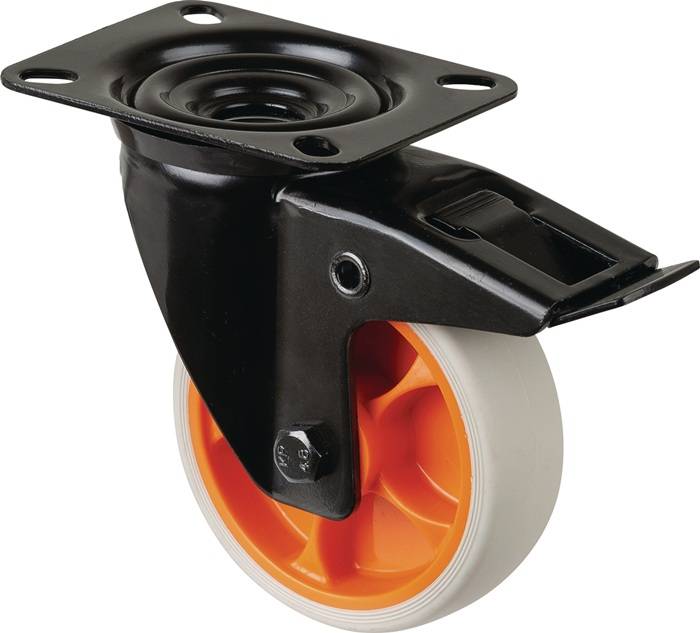 Lenkrolle D.80mm Trgf.100kg m.Festst.Gum.104x80mm hellgrau BS ROLLEN