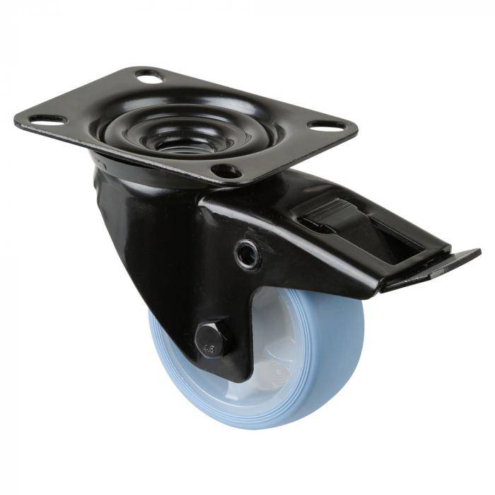 Transport-Lenkrolle mit Totalfeststeller - Gabel aus Stahlblech - Rad-Ø 80 mm - Bauhöhe 105 mm - Tragkraft 100 kg