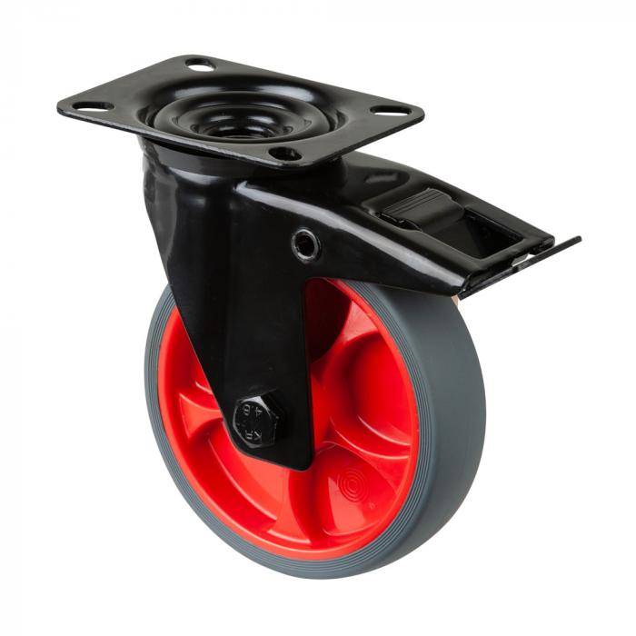 Transport-Lenkrolle mit Totalfeststeller - Gabel aus Stahlblech - Rad-Ø 125 mm - Bauhöhe 155 mm - Tragkraft 120 kg