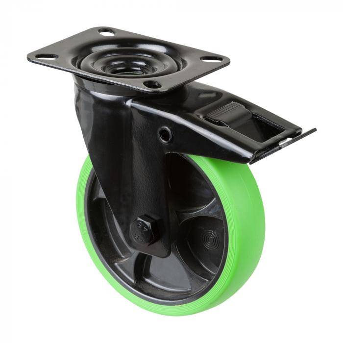 Transport-Lenkrolle mit Totalfeststeller - Gabel aus Stahlblech - Rad-Ø 125 mm - Bauhöhe 155 mm - Tragkraft 120 kg