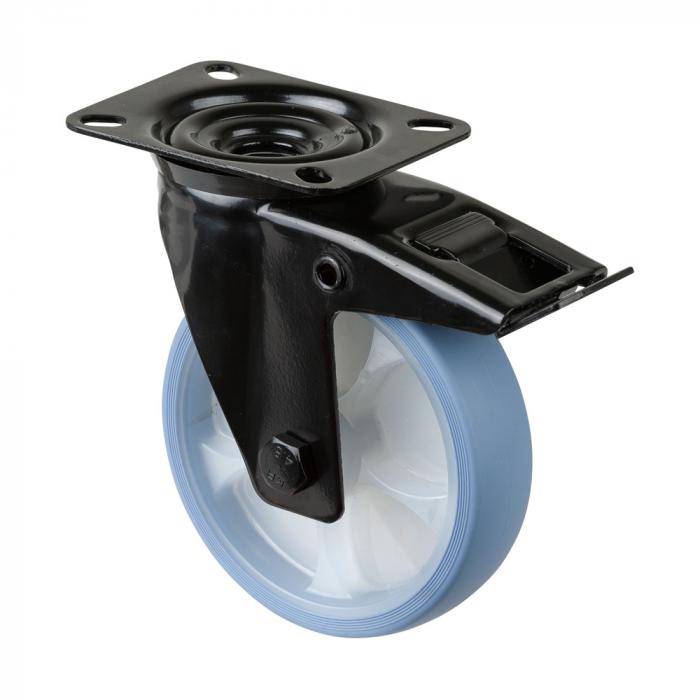 Transport-Lenkrolle mit Totalfeststeller - Gabel aus Stahlblech - Rad-Ø 125 mm - Bauhöhe 155 mm - Tragkraft 120 kg