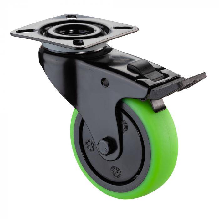 Apparate-Lenkrolle mit Totalfeststeller - Gabel aus Stahlblech - Rad-Ø 50 mm - Bauhöhe 73 mm - Tragkraft 50 kg