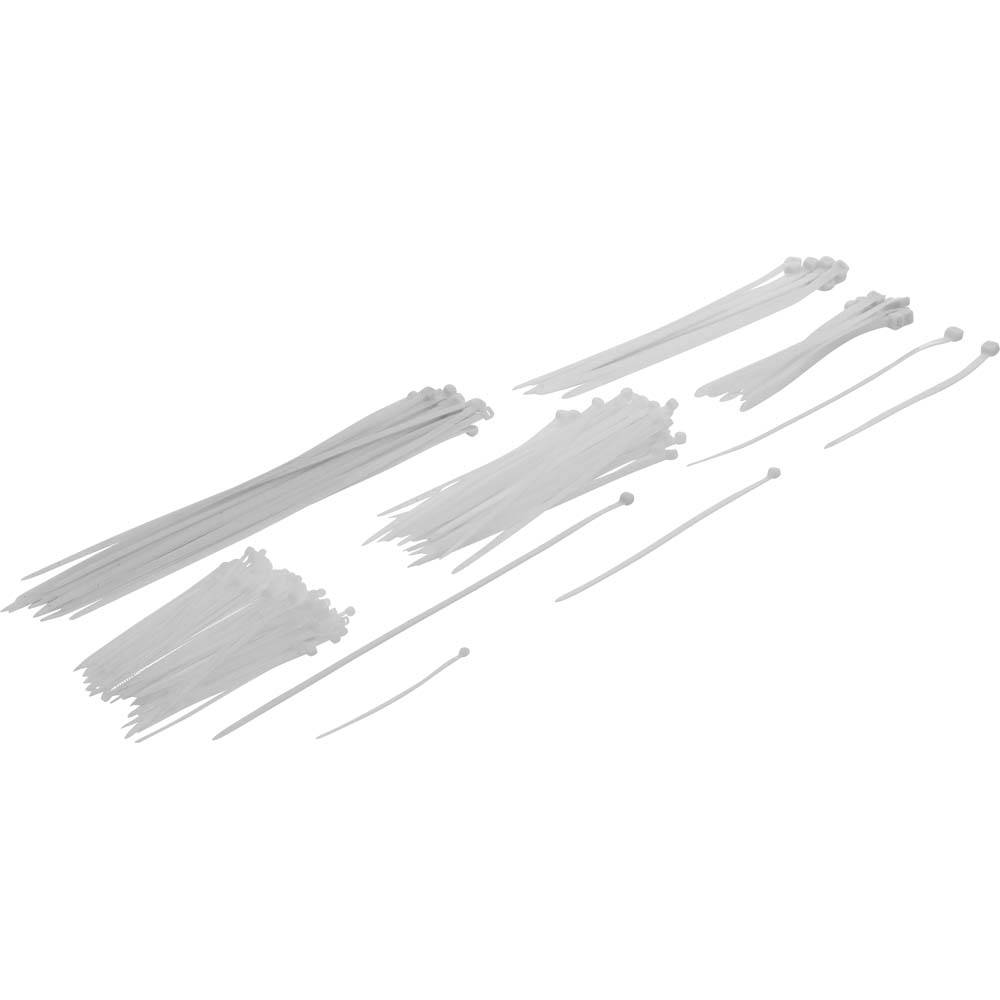 Kabelbinder-Sortiment - Farbe weiß - Maße (L x B) 100 x 2,5 bis 300 x 7,8 - Inhalt 250-tlg.