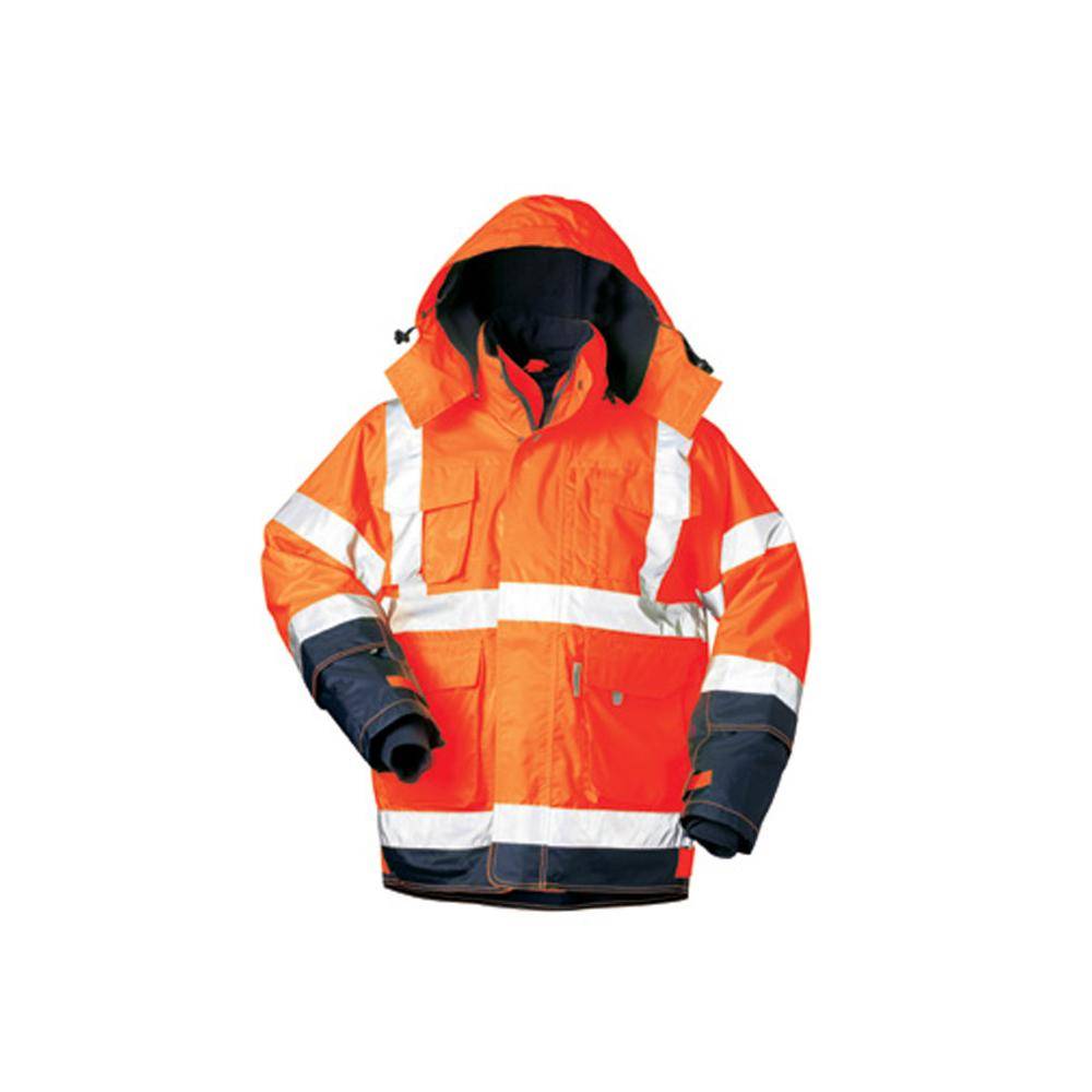 Restposten - Sicherheits Jacke - Gr. M - fluoreszierend orange - EN471 Kl. 3 - 100 % PES - abnehmbare Ärmel - wind- u. wasserdicht