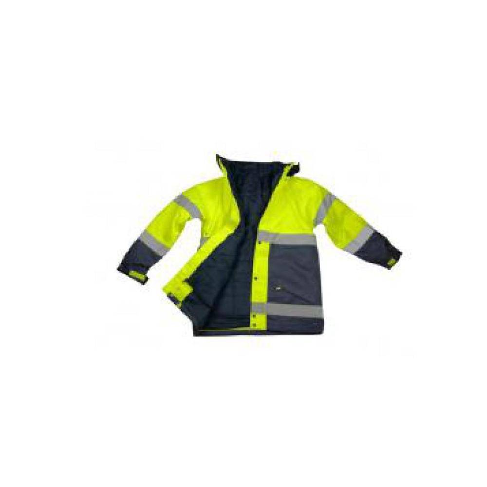 Restposten - Allwetter Parka - Gr. S - warngelb/navy - EN471 - 100 % PES - wind-, wasserdicht u. atmungsaktiv - 3 in 1 - NORDIK HIVI