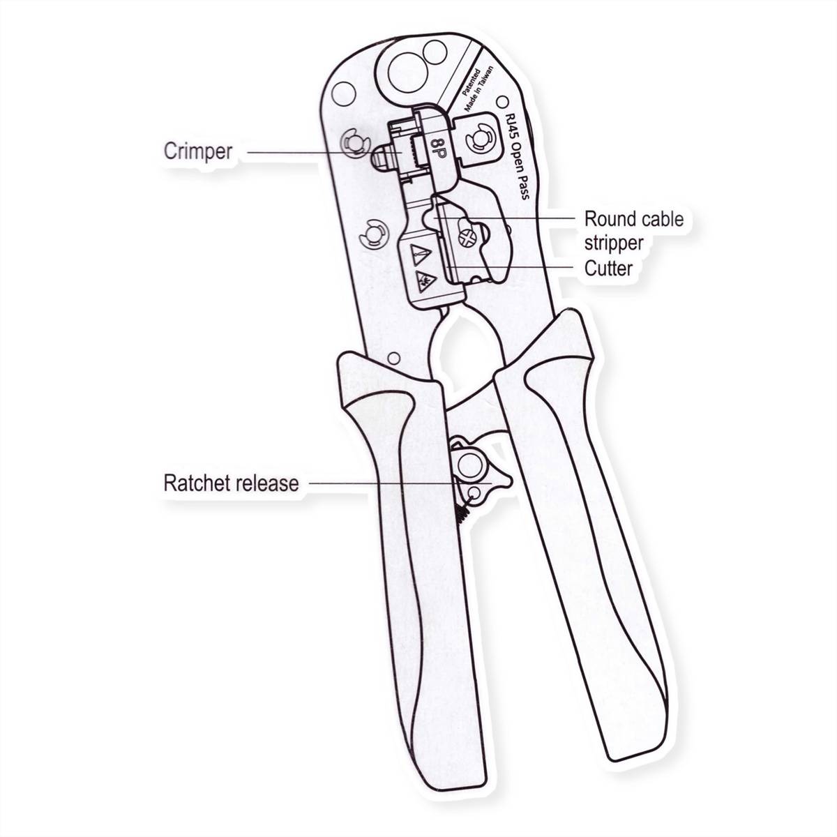 VALUE Crimpzange RJ45 (8P8C) mit/ohne Schirmanschluss